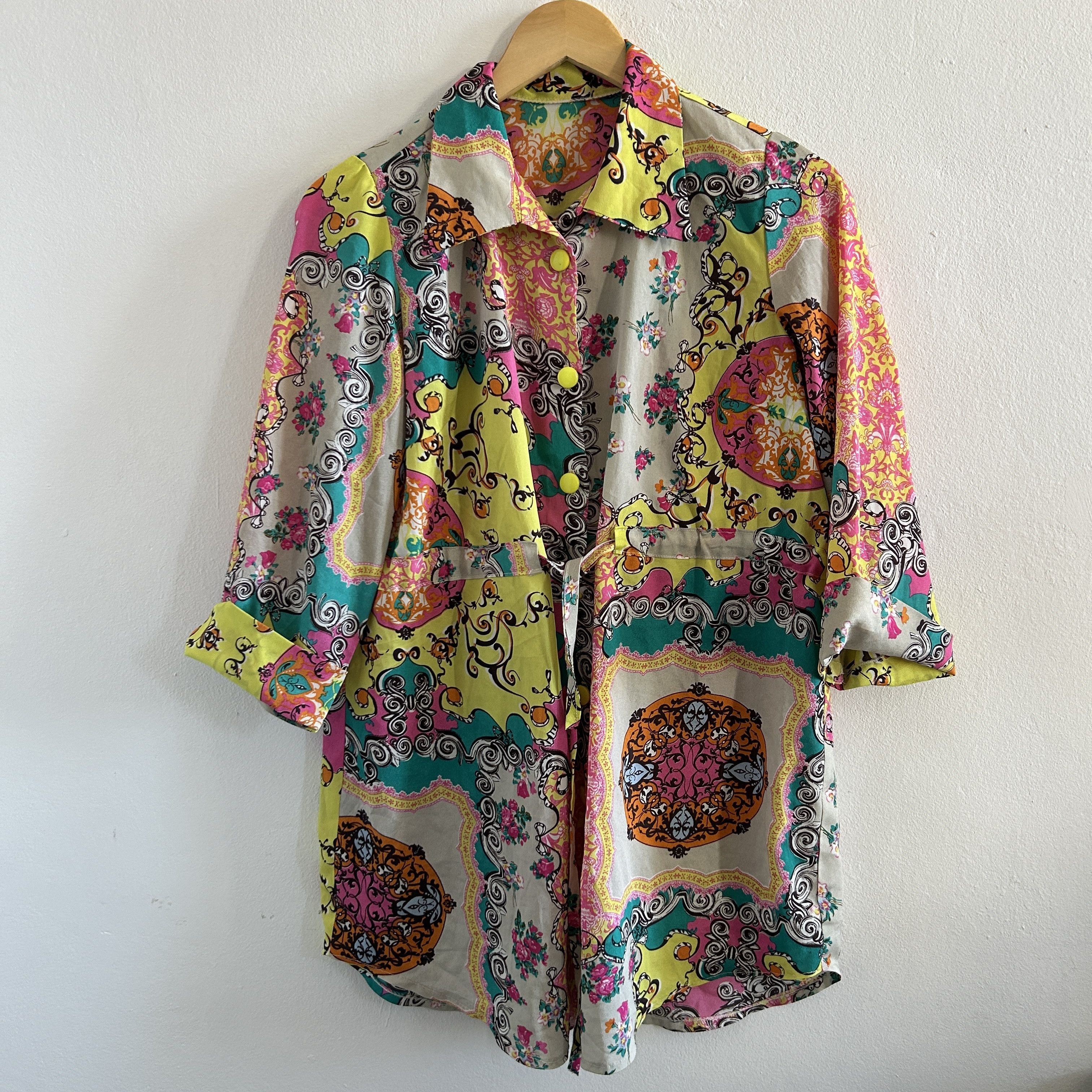 Vintage Y2K Baroque Print Shirt Dress Size L / US 10 / IT 46 - 10 Thumbnail