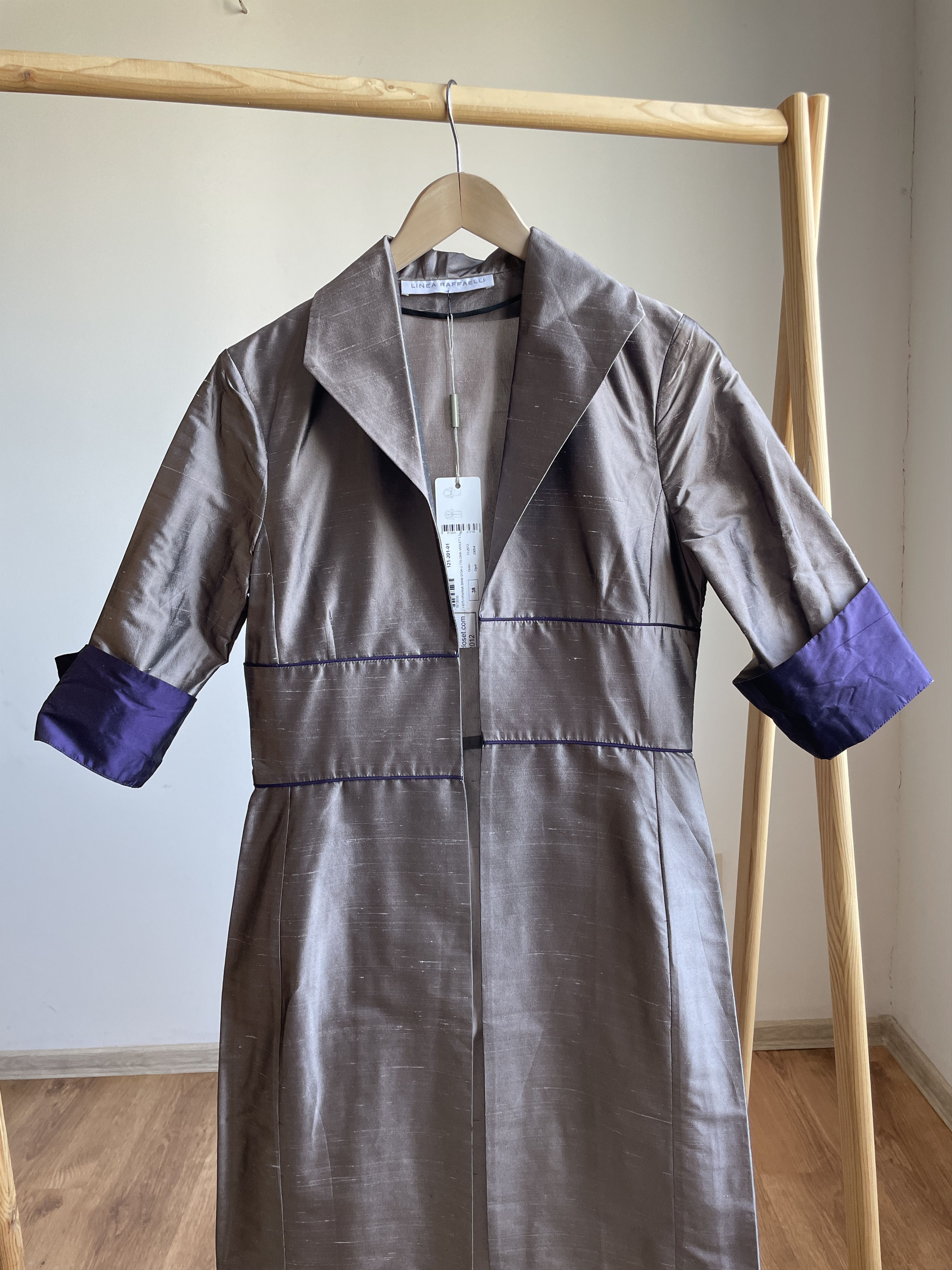 Other BNWT Linea Raffaelli Silk Opent Front Long Blazer Coat Size XS / US 0-2 / IT 36-38 - 3 Thumbnail