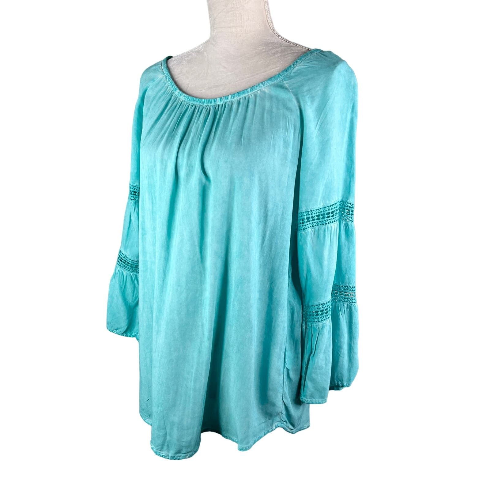 Other Floral & Ivy Top Boho Blouse Turquoise Lace Cutouts M New Size M / US 6-8 / IT 42-44 - 4 Thumbnail