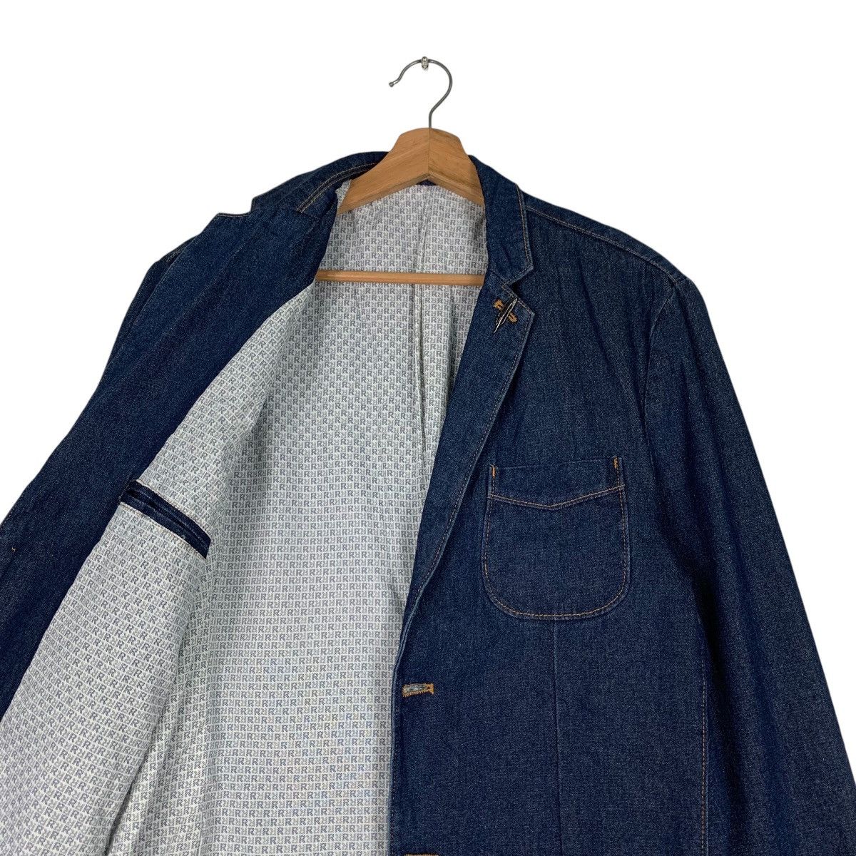 Japanese Brand OUT DOOR Work Casual Blue Denim Jacket #1297-C58 Size US XXL / EU 58 / 5 - 10 Thumbnail