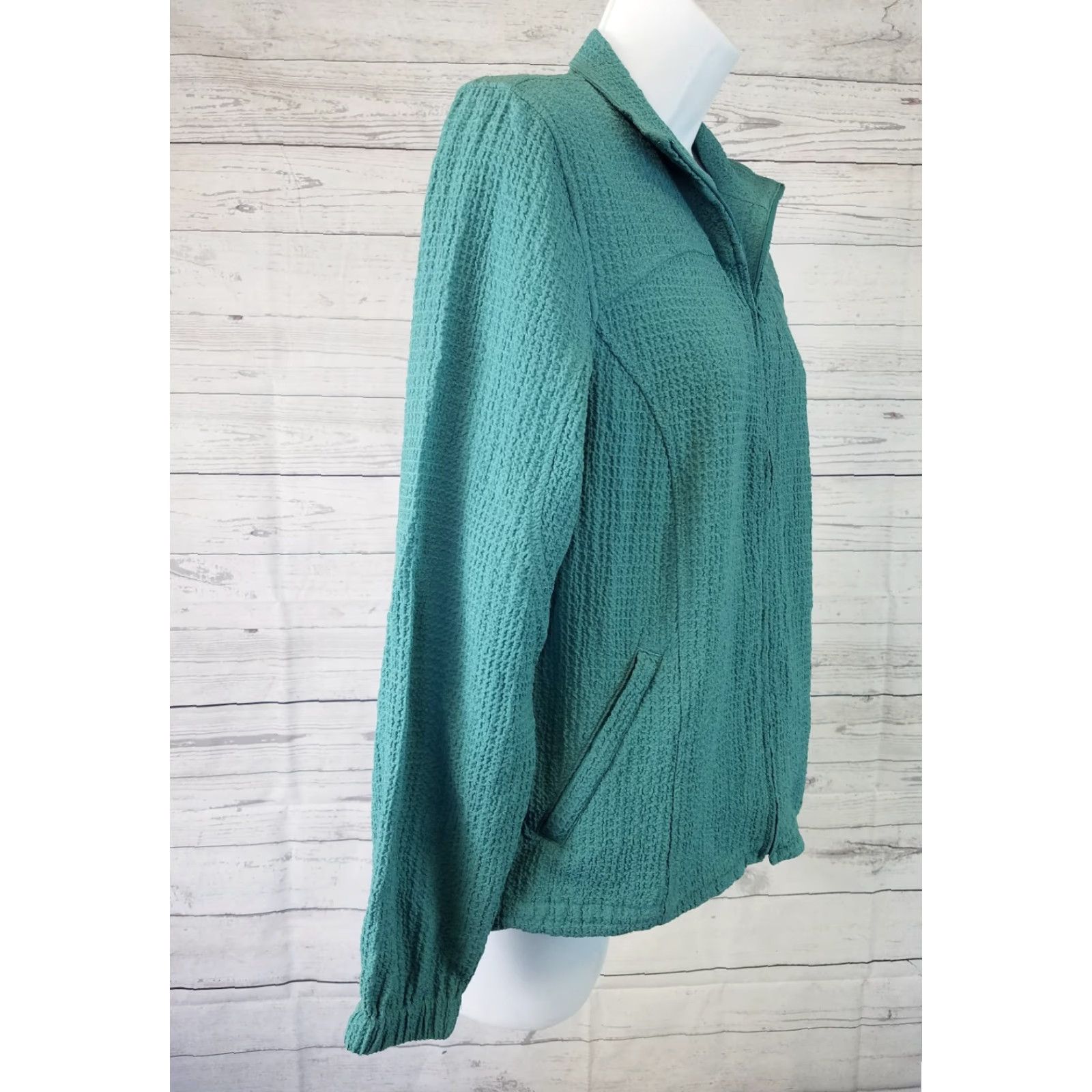 Orvis Orvis Womens Jacket XS Petite Green Full Zip Rayon Blend Textured Size XS / US 0-2 / IT 36-38 - 3 Thumbnail