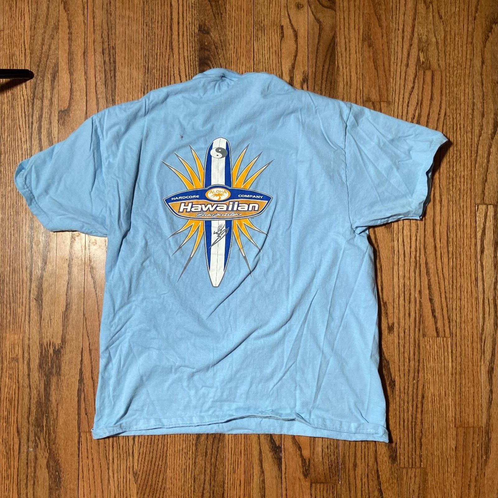Hanes 90s blue surf tee shirt Size US XL / EU 56 / 4 - 4 Thumbnail