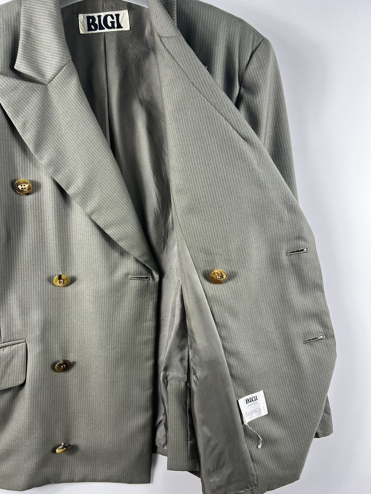 BIGI 🔥 BIGI "SAMPLE" SLIM VINTAGE DOUBLE BREASTED STRIPES COAT Size 34S - 6 Thumbnail