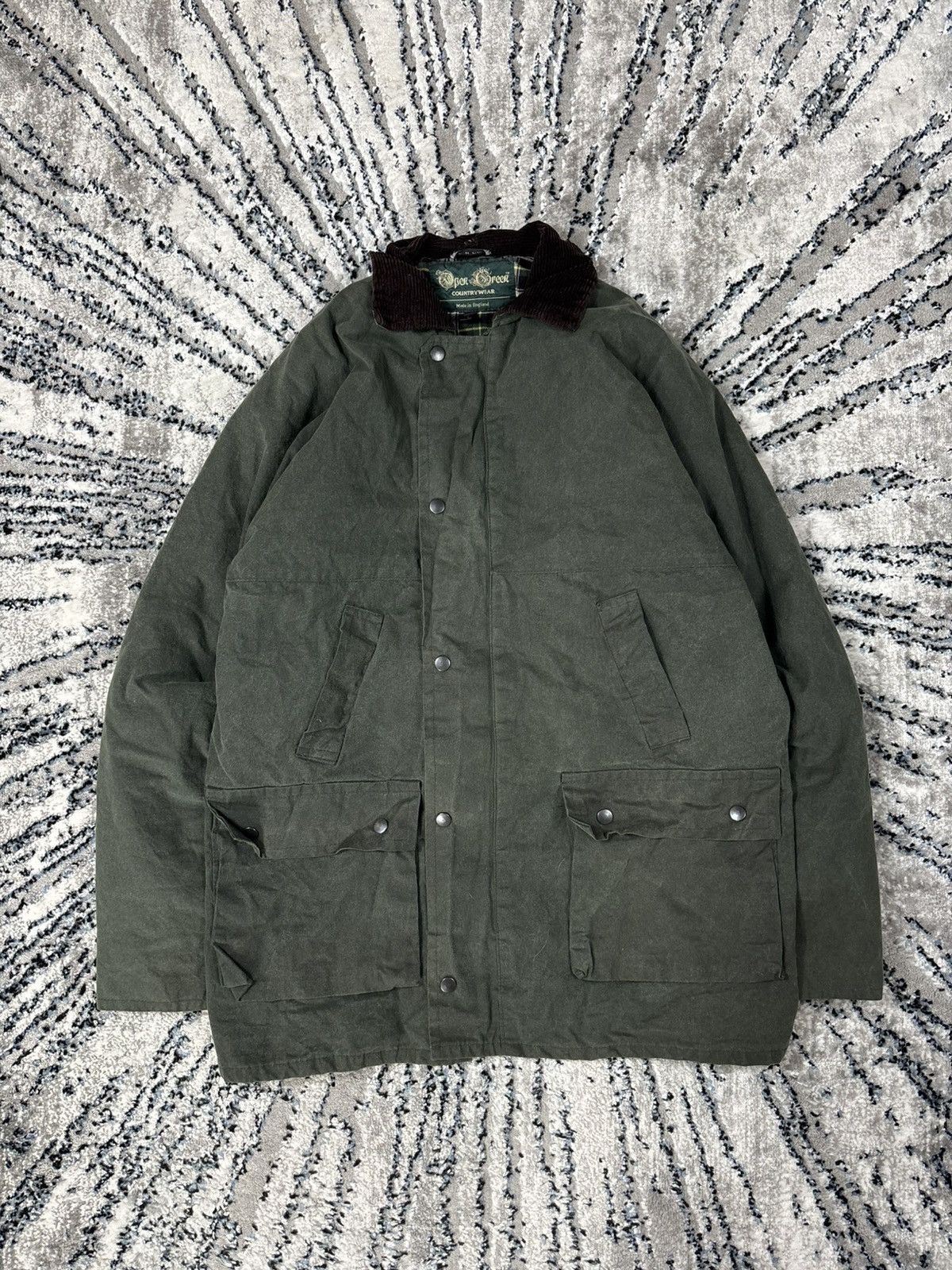 Japanese Brand × Vintage Vintage Open Green Waxed Jacket Barbour style casual outdoor Size US M / EU 48-50 / 2 - 1 Thumbnail