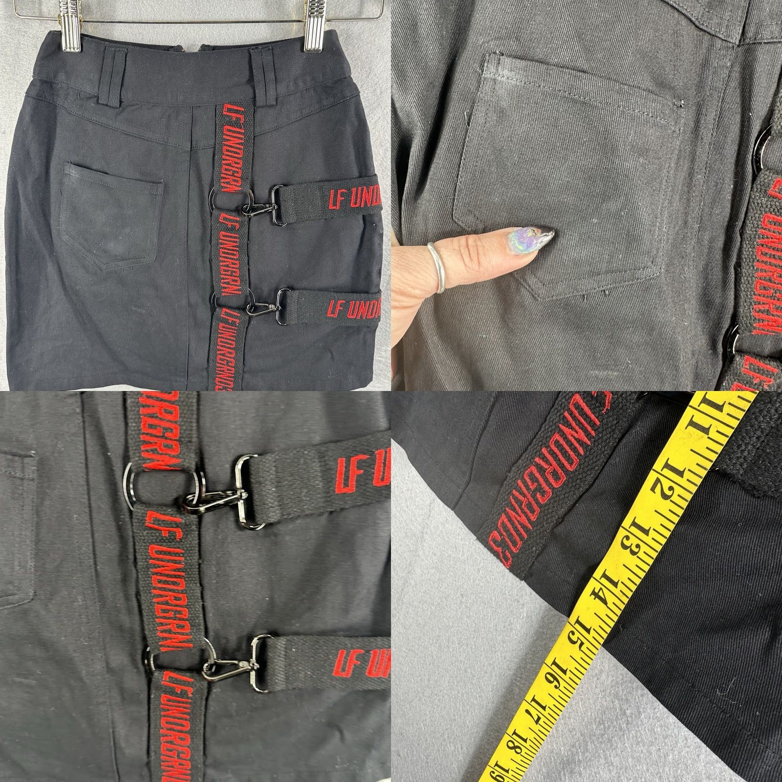 Vintage LF The Brand UndergrounD Skirt Adult Size 4 Black Mini Grunge Dark Academia Y2K Womens Size 27" / US 4 / IT 40 - 8 Thumbnail