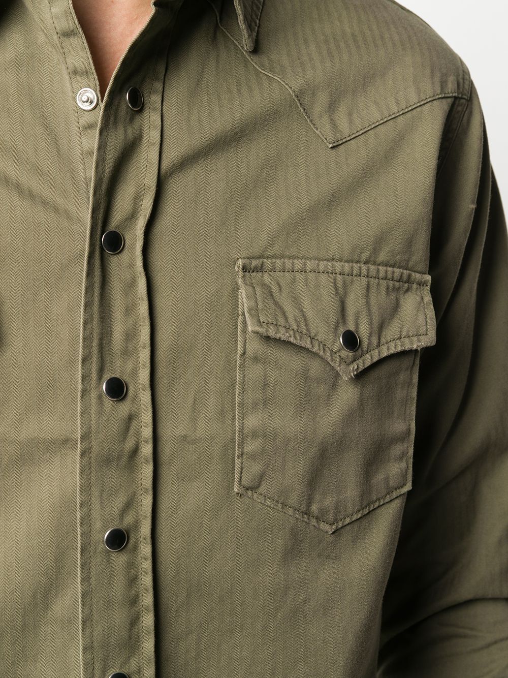 Saint Laurent Paris o1mle1224 Classic Werstern Shirt in Khaki Green Size US M / EU 48-50 / 2 - 5 Thumbnail