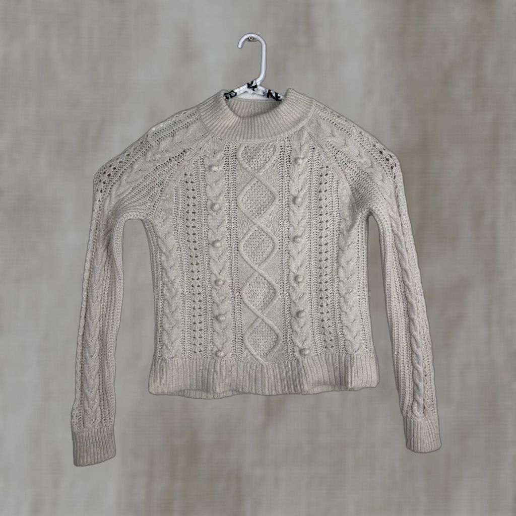 J.Crew J.CREW Sweater XS Beige Cable-Knit Pullover Women Size XS / US 0-2 / IT 36-38 - 1 Thumbnail