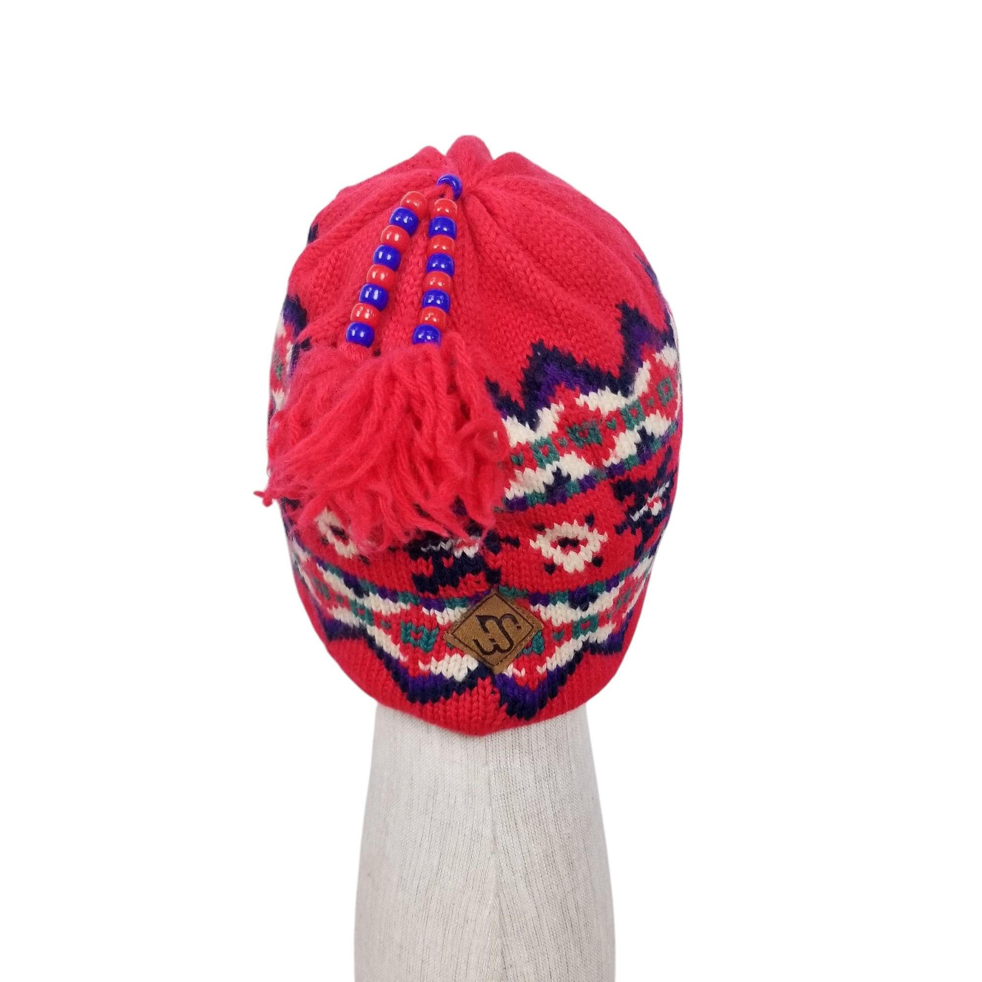 Other Merkley 100% Wool Patterned Beanie Beaded Pom Pom Tassel Size ONE SIZE - 3 Thumbnail