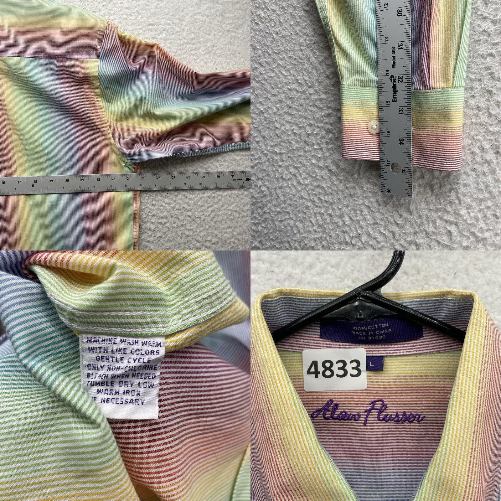Rainbow Alan Flusser Shirt Mens L Multicolor Striped Colorful Preppy Button-Up Casual Golf Size US L / EU 52-54 / 3 - 8 Thumbnail