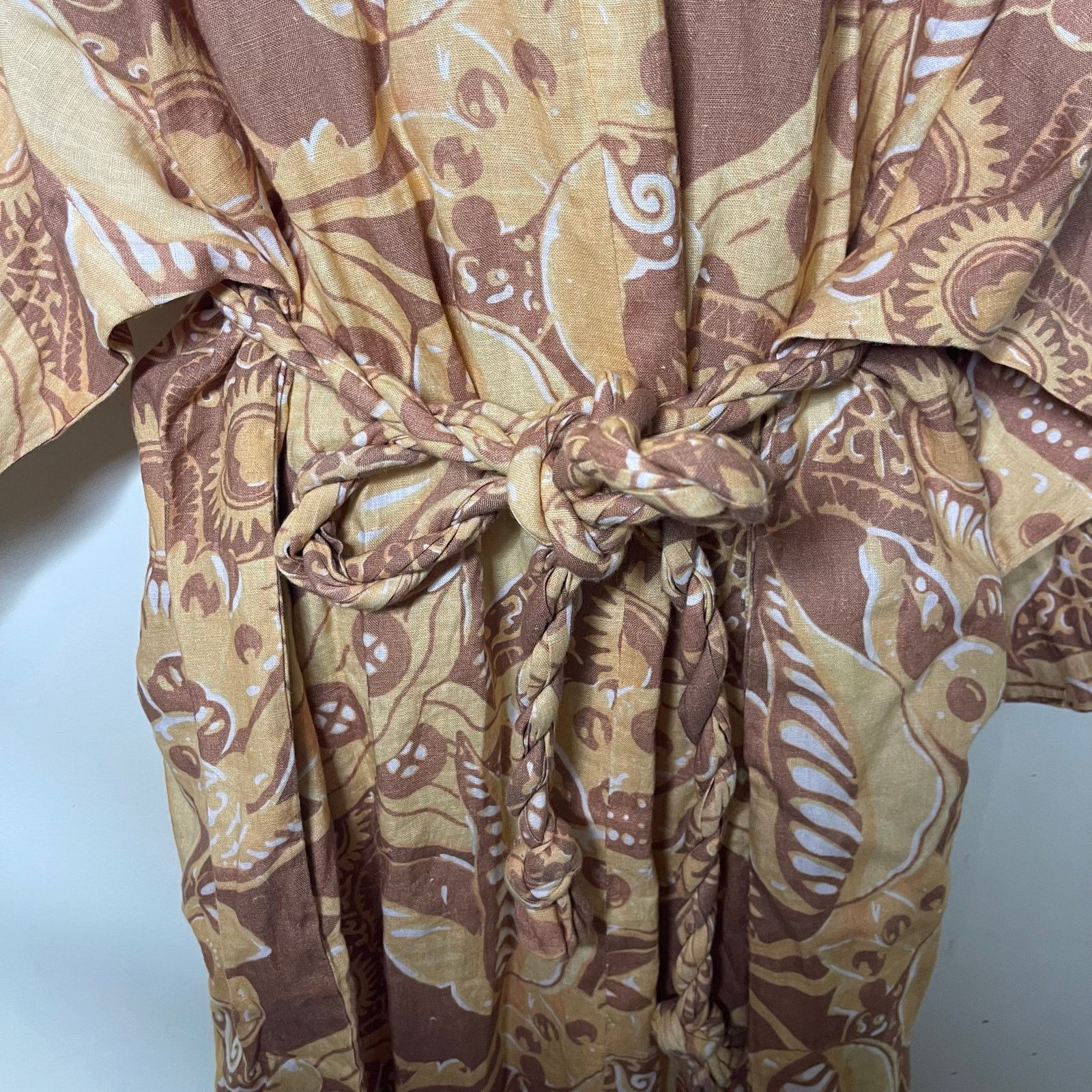 Mara Hoffman MARA HOFFMAN Lysa 100% Linen Belted Dress In Yellow Multi 3X Size 3XL / US 20-22 - 6 Thumbnail