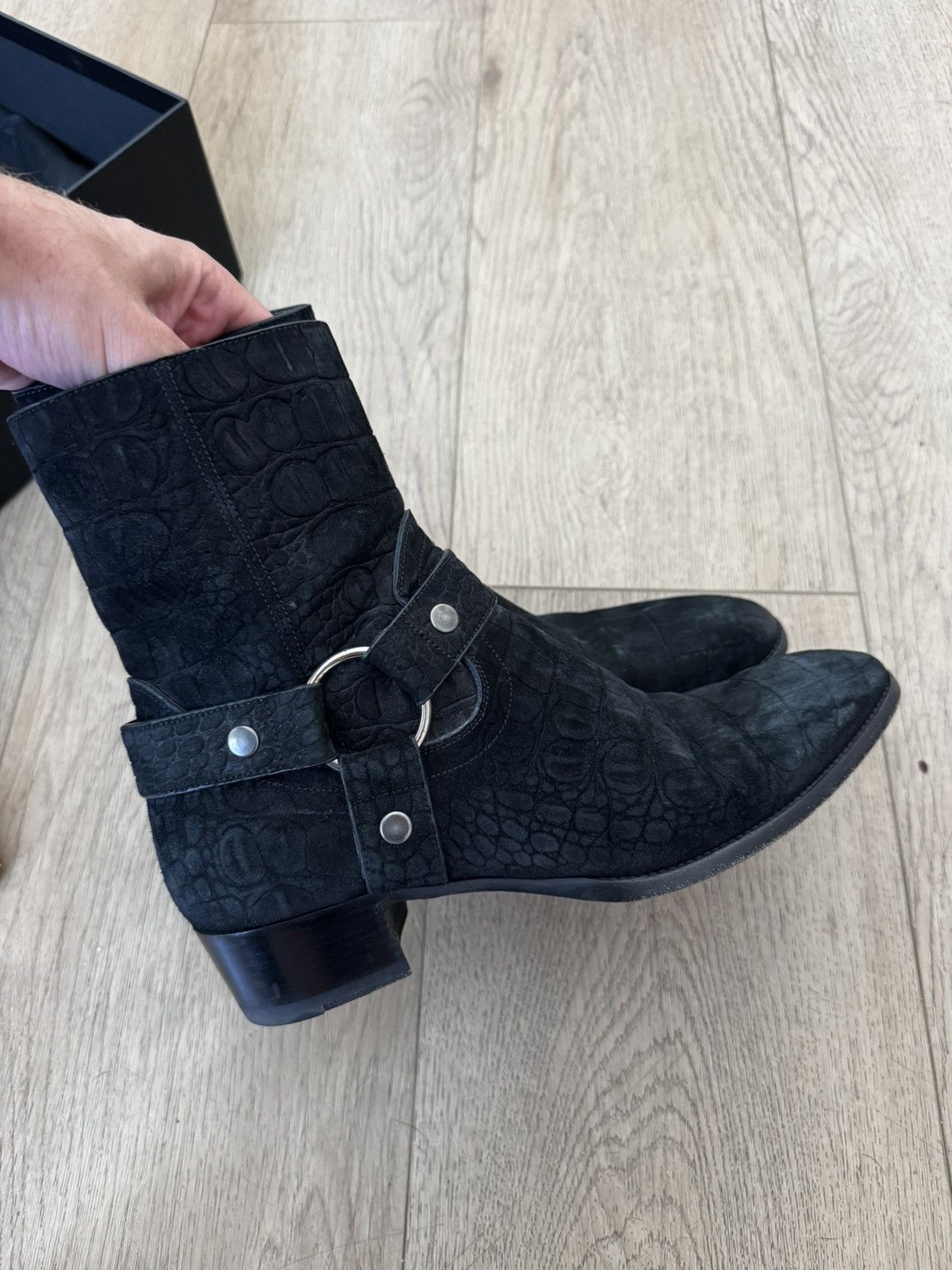 Saint Laurent Paris Croc Embossed Harness Wyatts Size US 8 / EU 41 - 1 Thumbnail