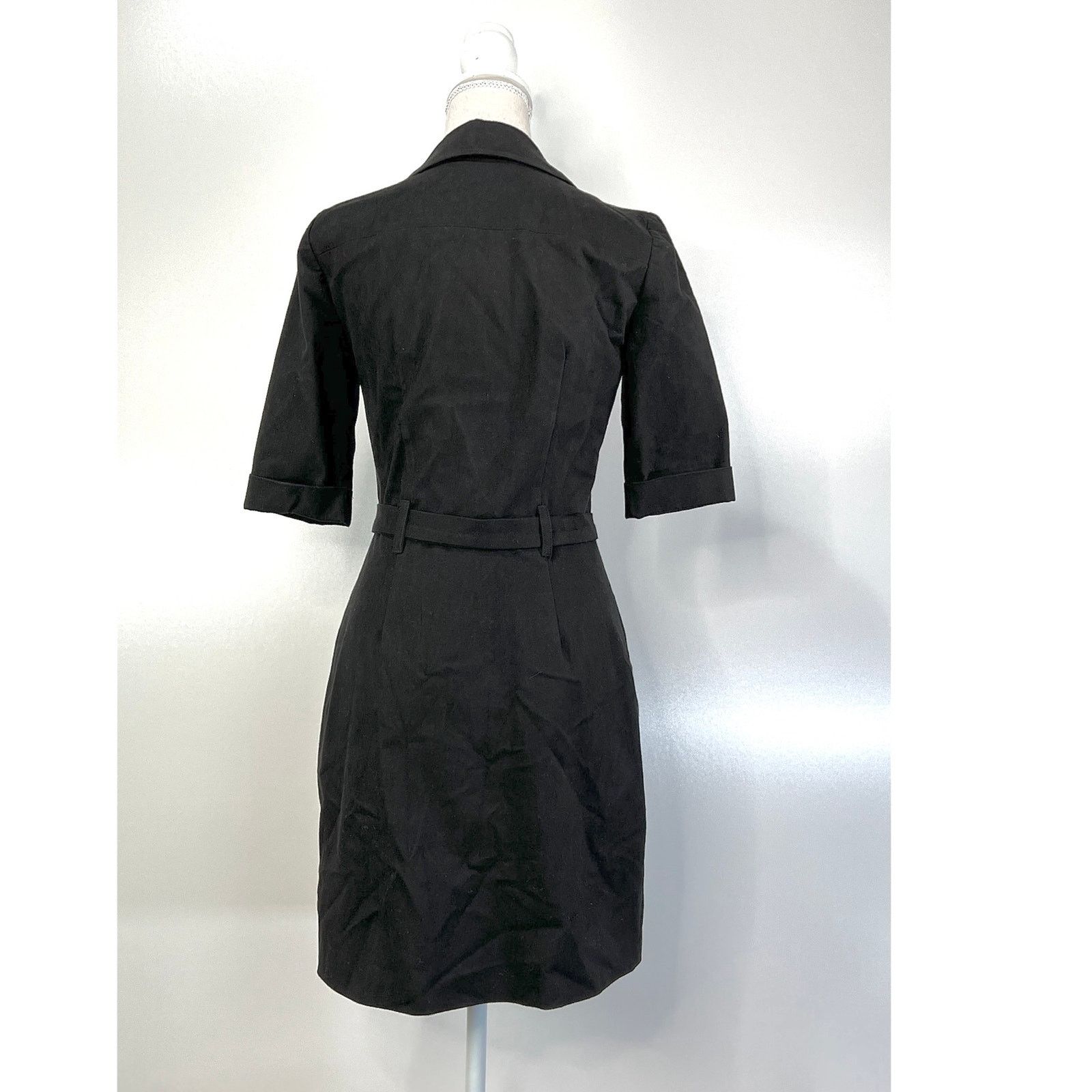 Other Amy Matto Belted Shirt Dress Black Mini Goth Size XS / US 0-2 / IT 36-38 - 7 Thumbnail