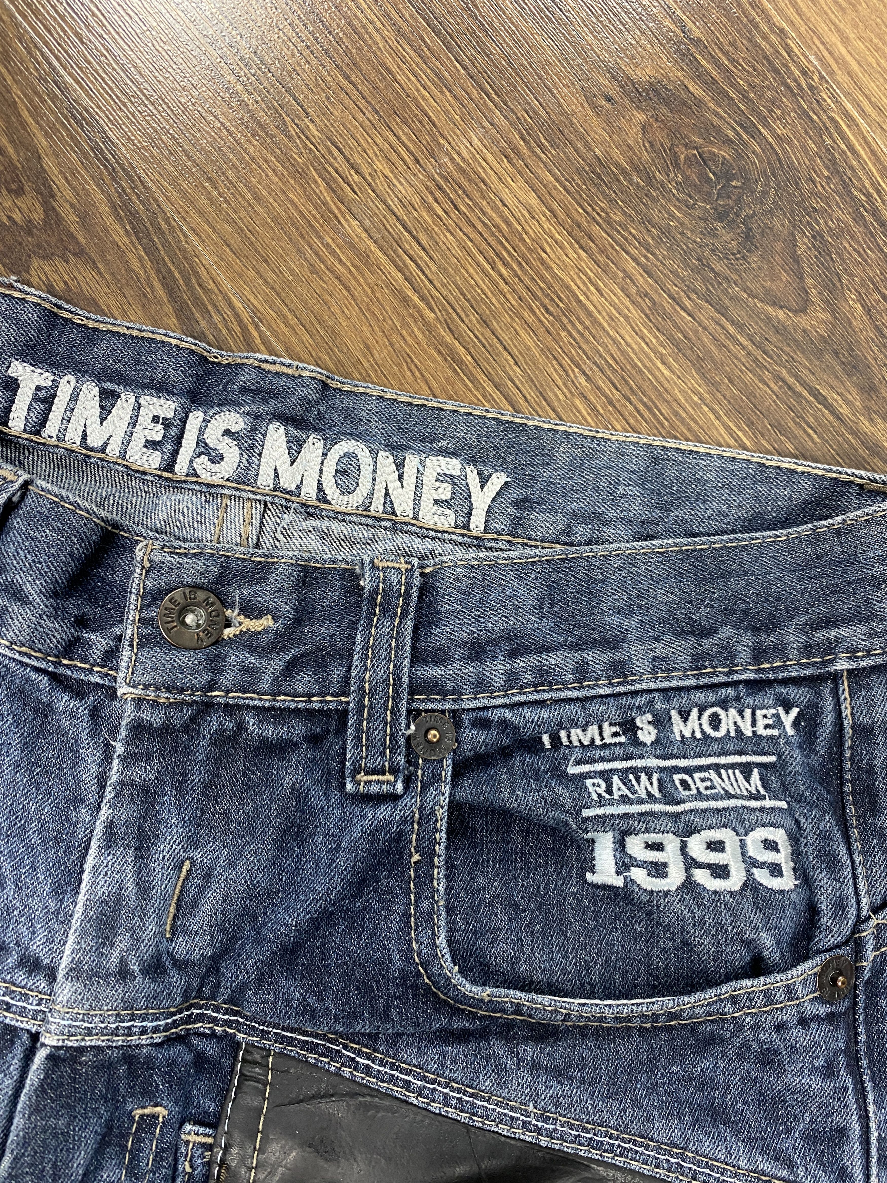 Japanese Brand × Vintage Time IS Money vintage skate jeans denim pants y2k Size US 34 / EU 50 - 7 Thumbnail