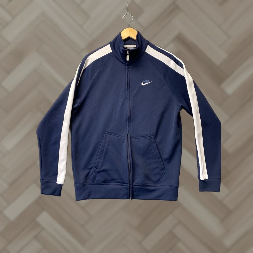 Nike VINTAGE Nike Jacket Mens Size L Zip Navy White Slim Windbreaker Size US L / EU 52-54 / 3 - 1 Thumbnail