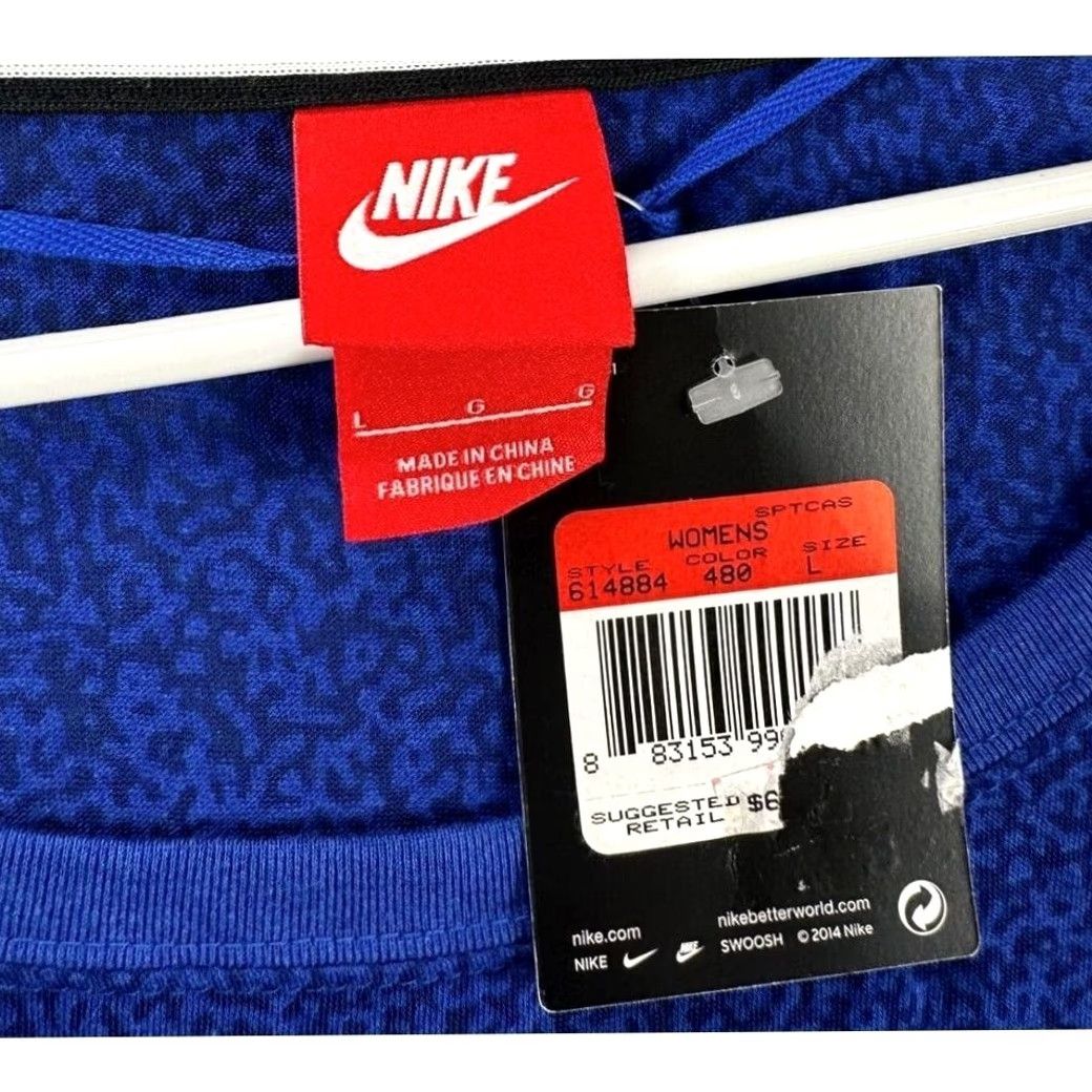 Nike Nike Cheetah Sweatshirt Womens Large Dark Blue Boat Neck Pullover Ladies NEW Size L / US 10 / IT 46 - 3 Thumbnail