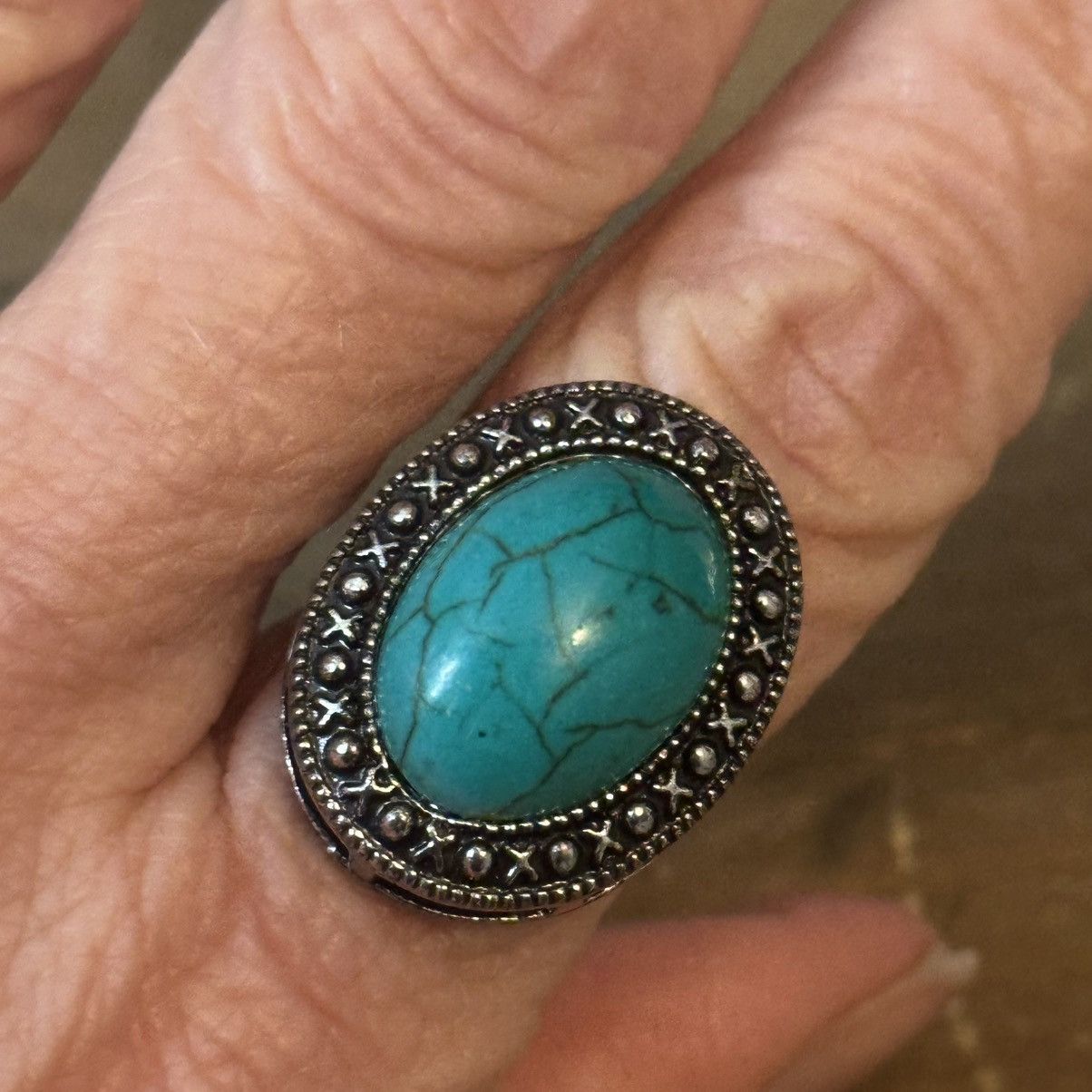 Vintage Vintage faux turquoise statement ring Size ONE SIZE - 4 Thumbnail