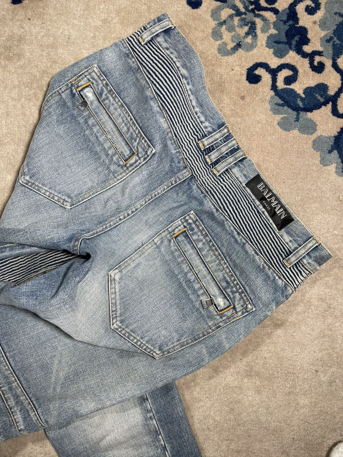 Balmain Balmain Biker Denim Ribbed Moto Jeans Distressed Size US 32 / EU 48 - 4 Thumbnail