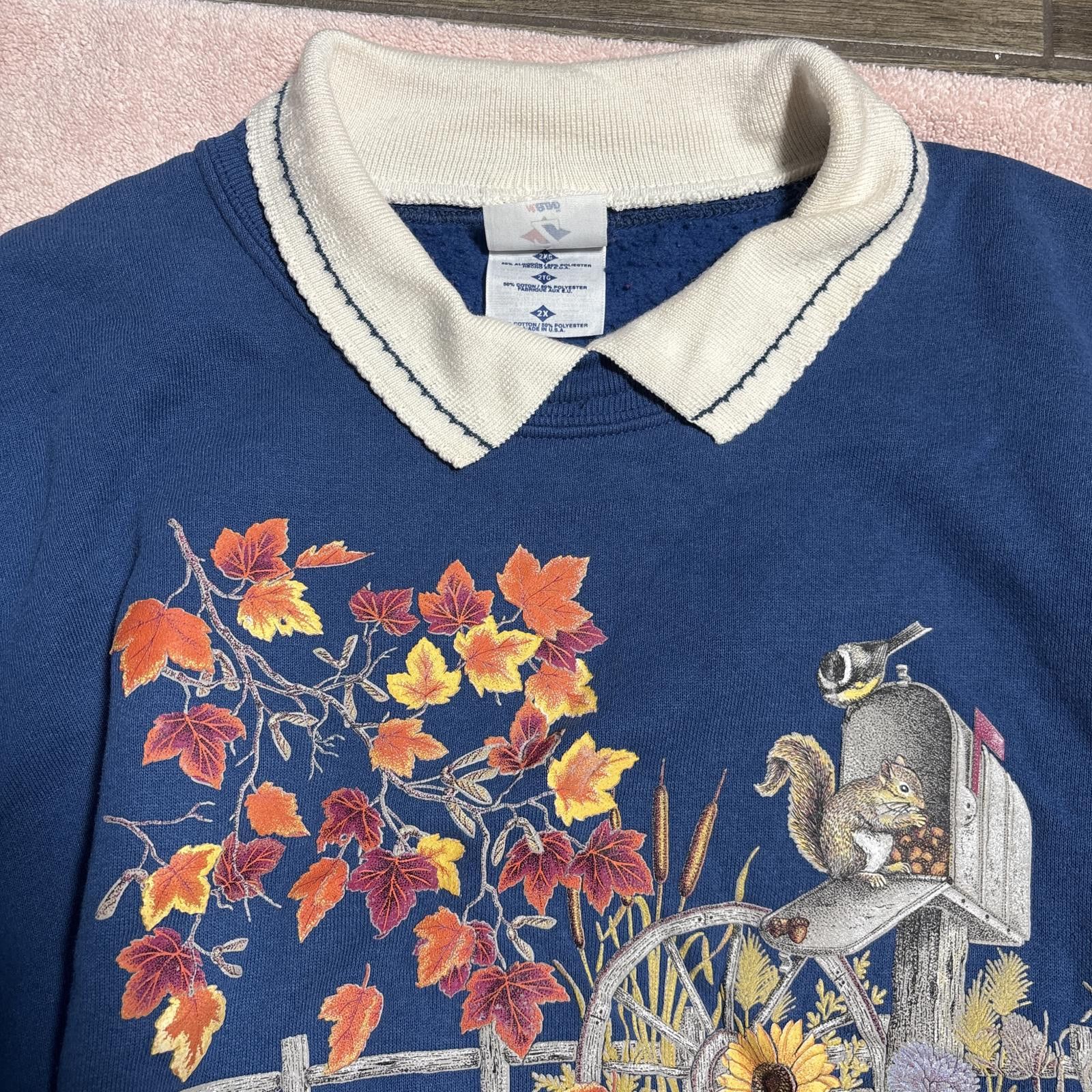 Jerzees vintage mock neck cottage core sweatshirt Size XXL / US 16-18 / IT 52-54 - 2 Thumbnail