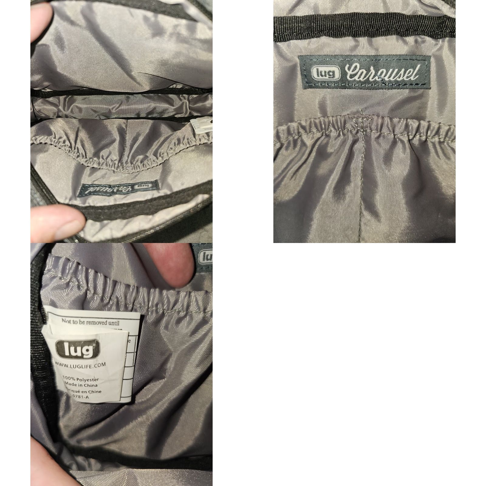 Vintage Lug Carousel Crossbody Bag Heather Gray Fabric with Adjustable/Removable Strap Women 9x6 in Gray Quilted Solid Size ONE SIZE - 8 Thumbnail
