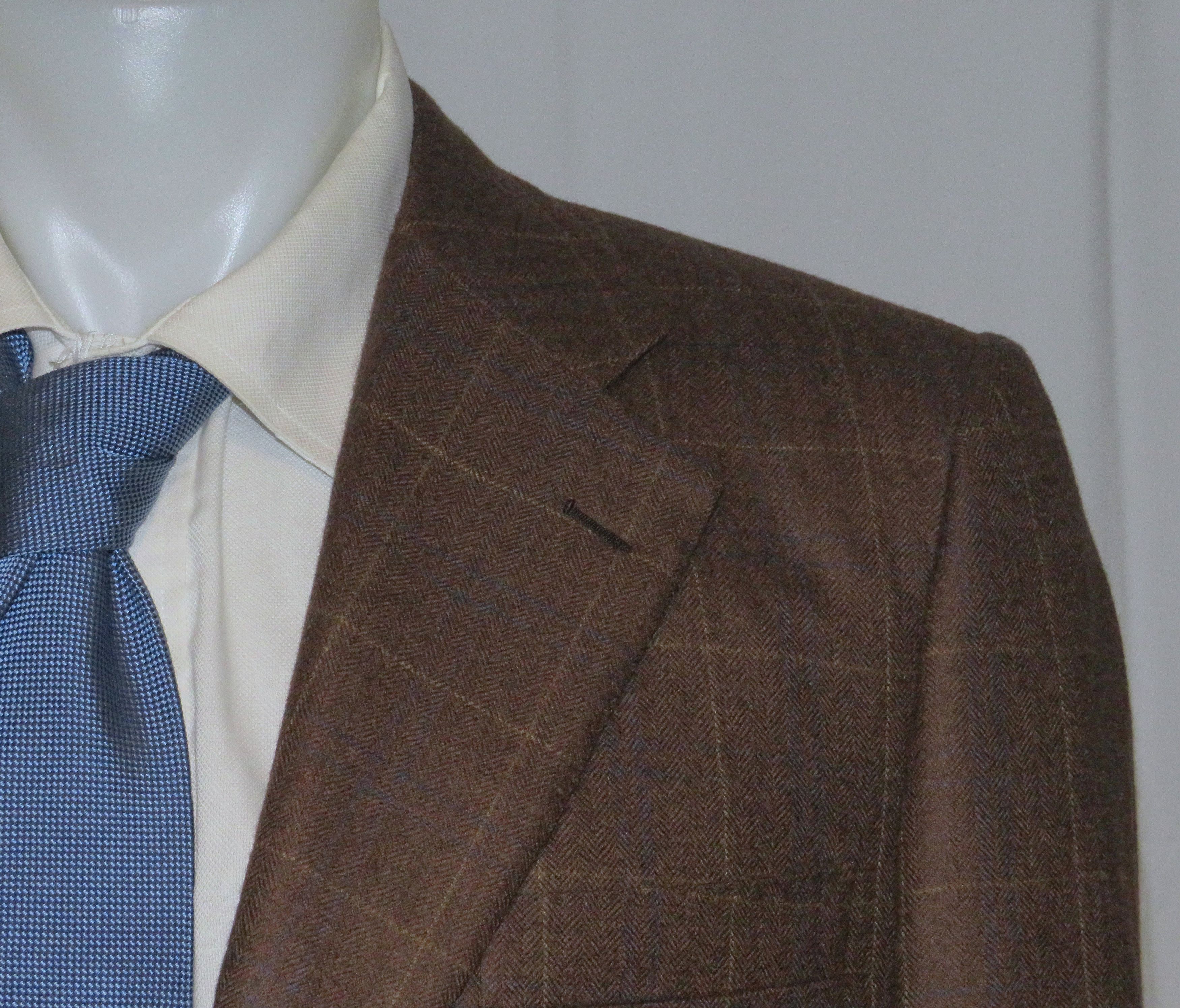Franck Namani 100% Cashmere Brown Windowpane Three Roll Two Sport Coat 42R Size 42R - 5 Thumbnail