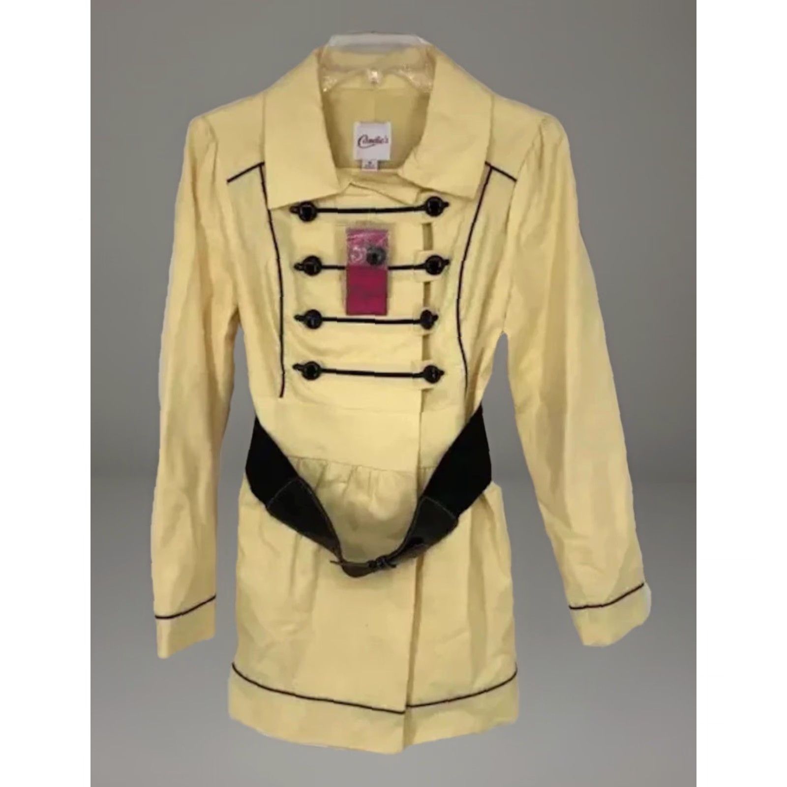 Vintage Candie's Major Flirt Banana Belted Shirt Dress Casual Women M Yellow Knee Length Belted Dress Size M / US 6-8 / IT 42-44 - 2 Thumbnail