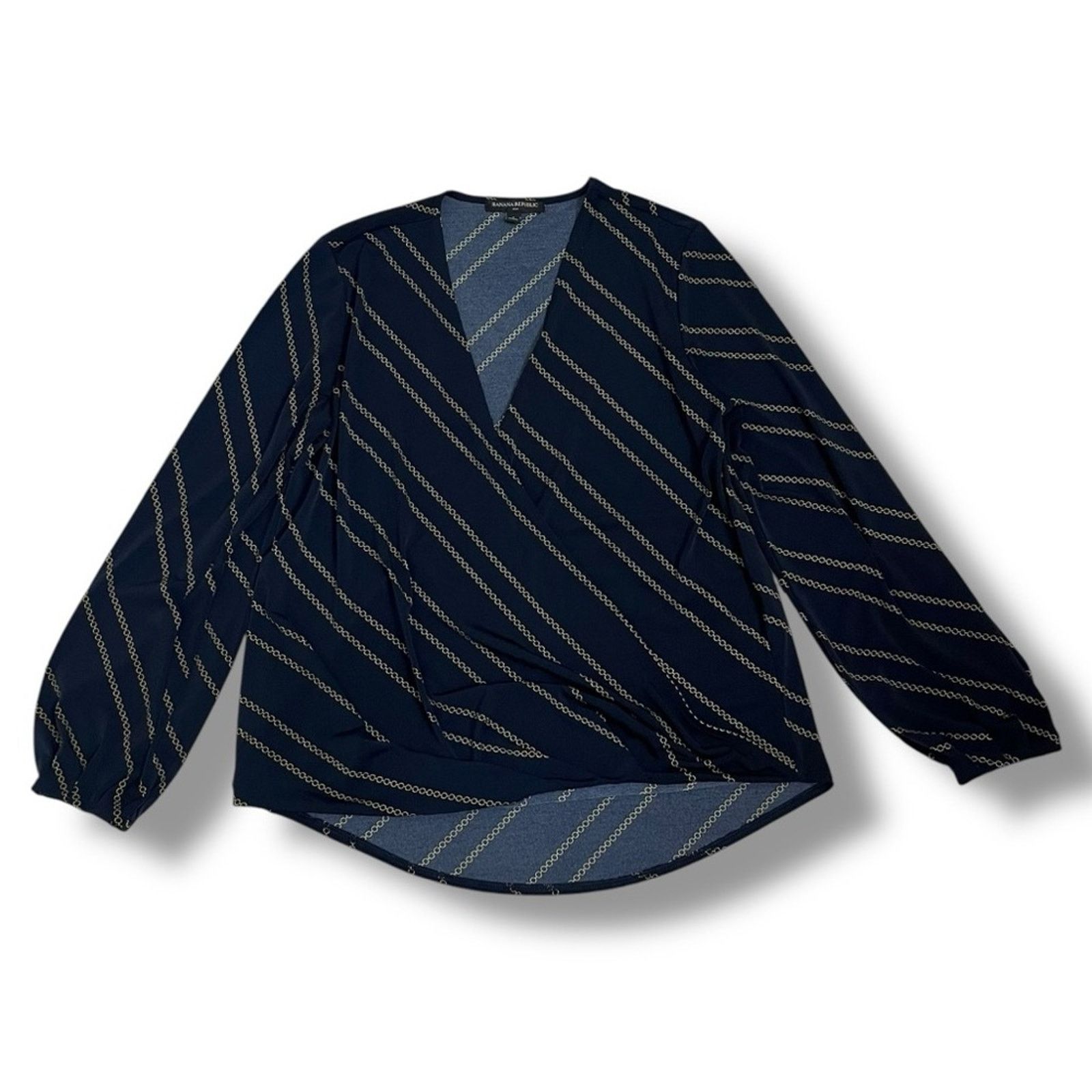 Banana Republic Banana Republic navy blue and gold chain print blouse NEW Size S / US 4 / IT 40 - 4 Thumbnail