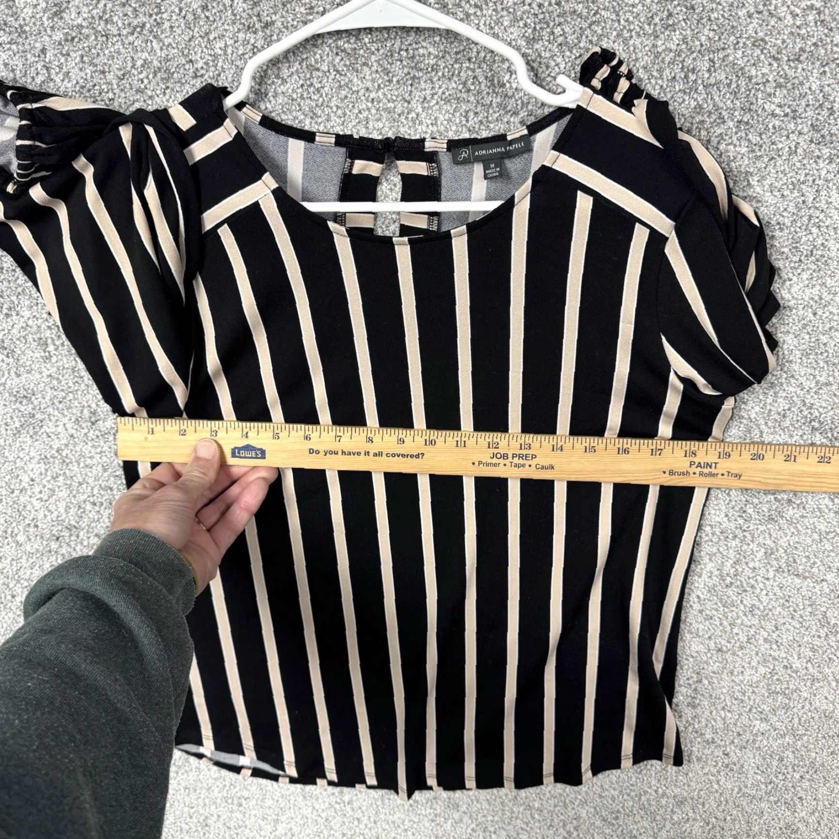 Adrianna Papell Adrianna Papell Blouse Striped Office Chic Timeless Professional Size M 3/4 Sleeve Black Polished Women Regular Shirt Size M / US 6-8 / IT 42-44 - 4 Thumbnail