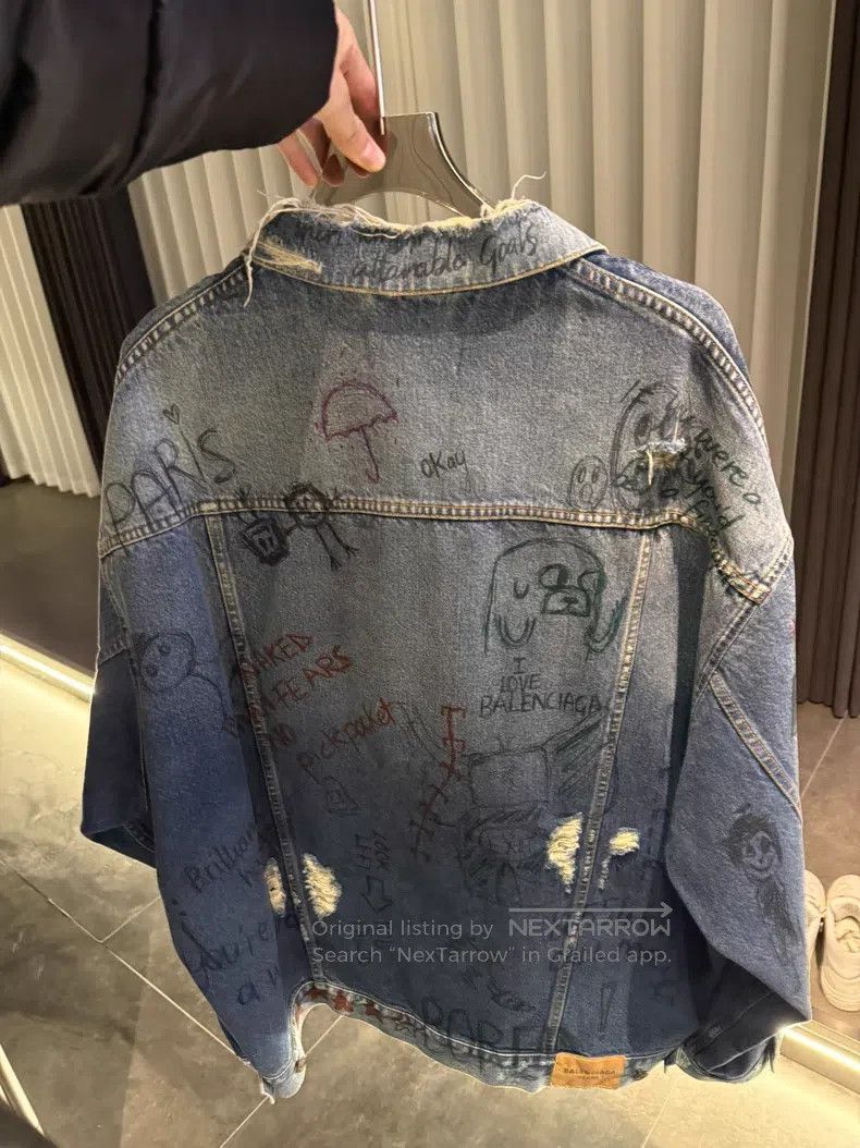 Balenciaga Balenciaga Graffiti Denim Jacket Size US M / EU 48-50 / 2 - 2 Thumbnail