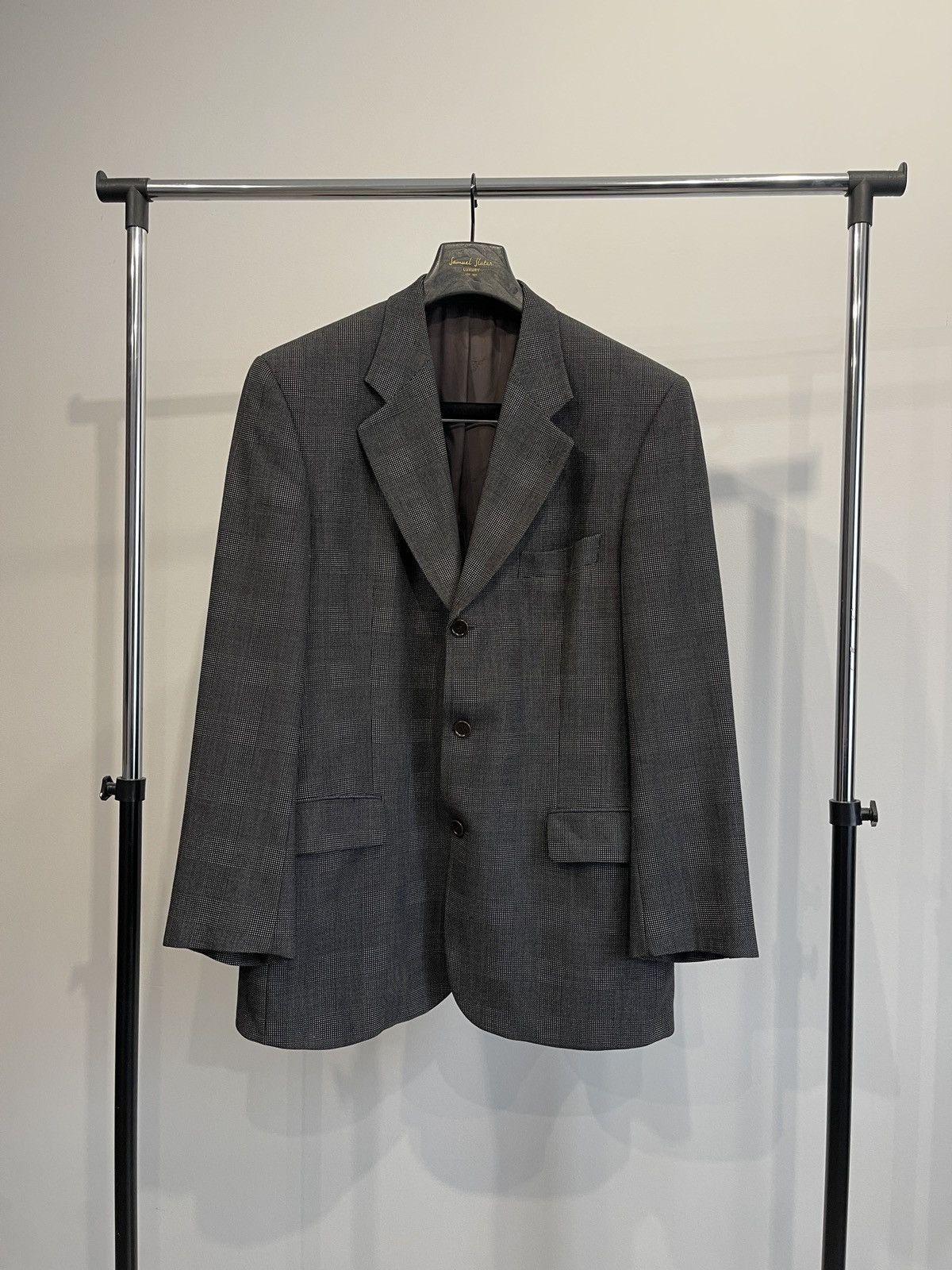 Valentino Vintage Valentino Uomo Grey Brown Plaid Wool Blazer Jacket Size 44R - 1 Thumbnail