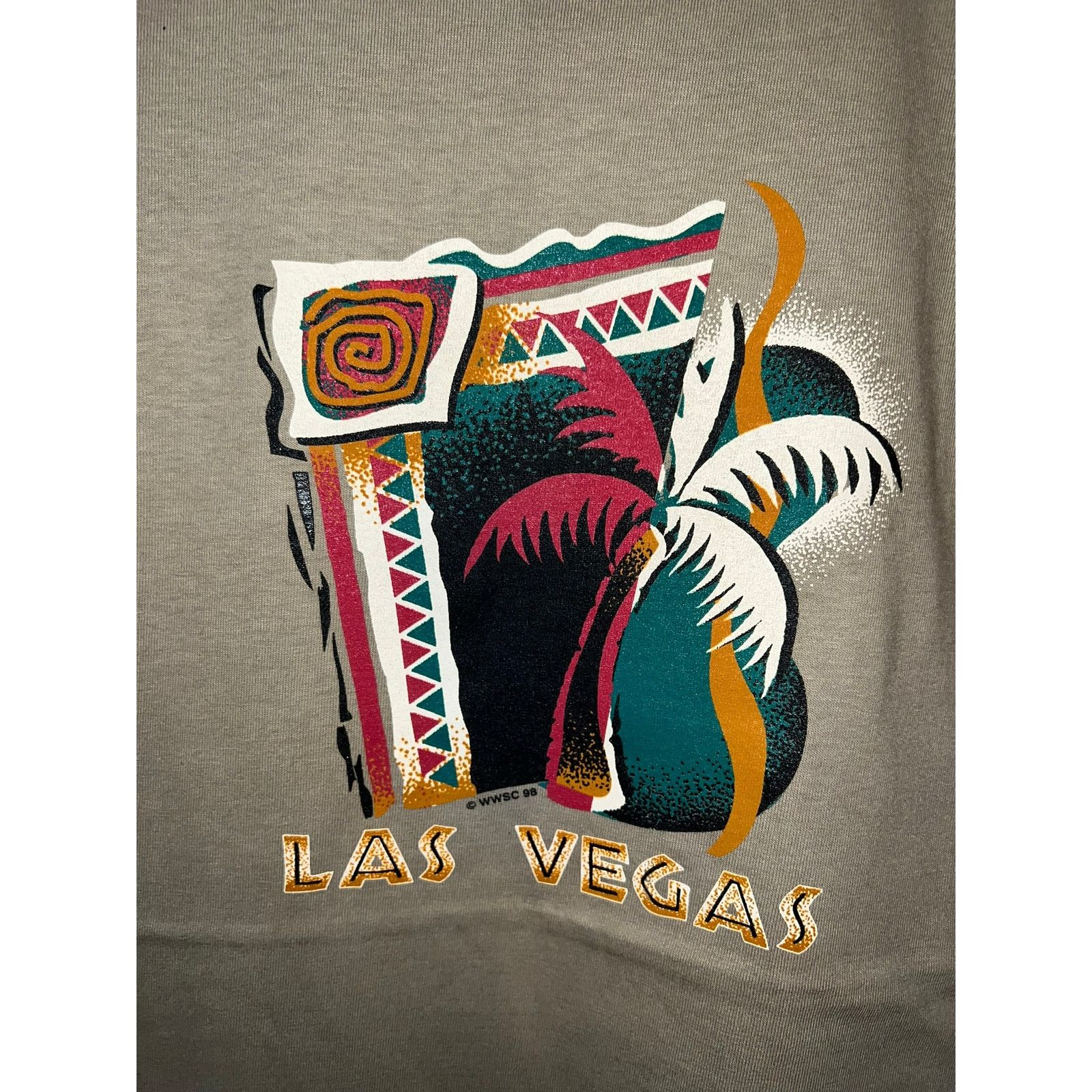 Jerzees Vintage Las Vegas Shirt LV Palm Tree brown Tee VTG 90s Large Size US L / EU 52-54 / 3 - 2 Thumbnail
