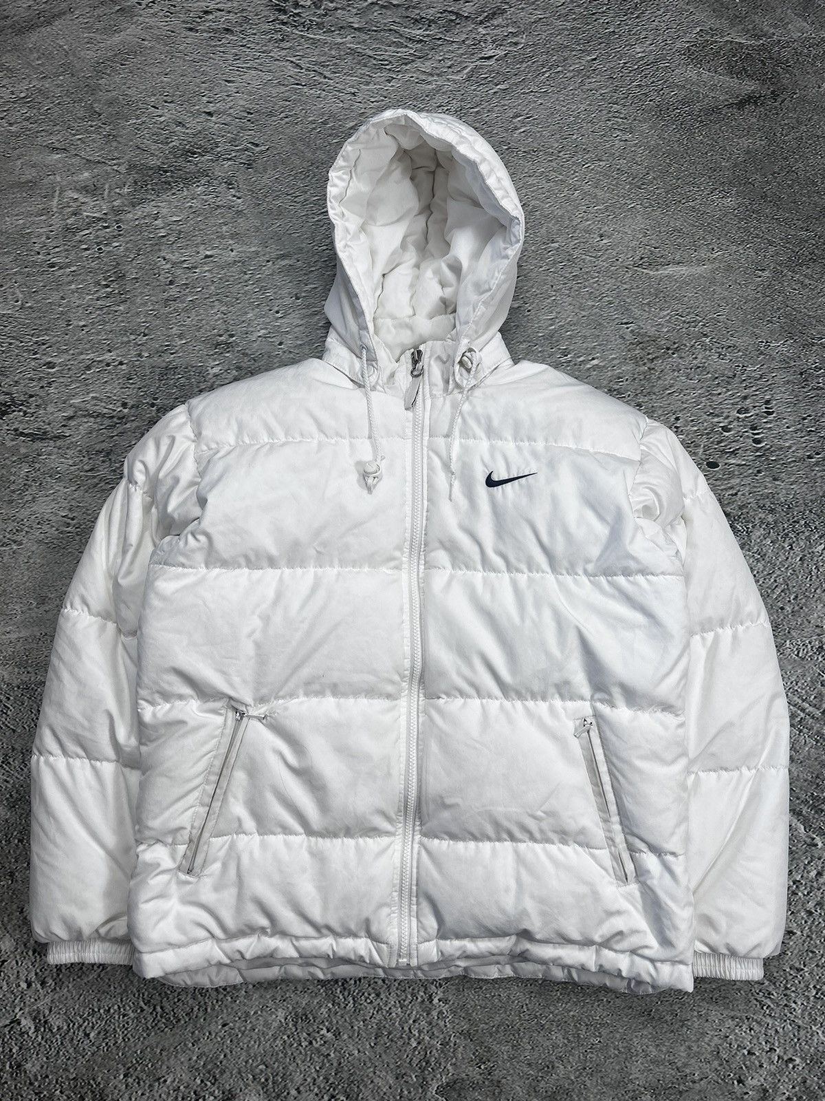 Nike × Vintage Nike vintage puffer jacket big logo white neon yellow 90s Size US S / EU 44-46 / 1 - 4 Thumbnail
