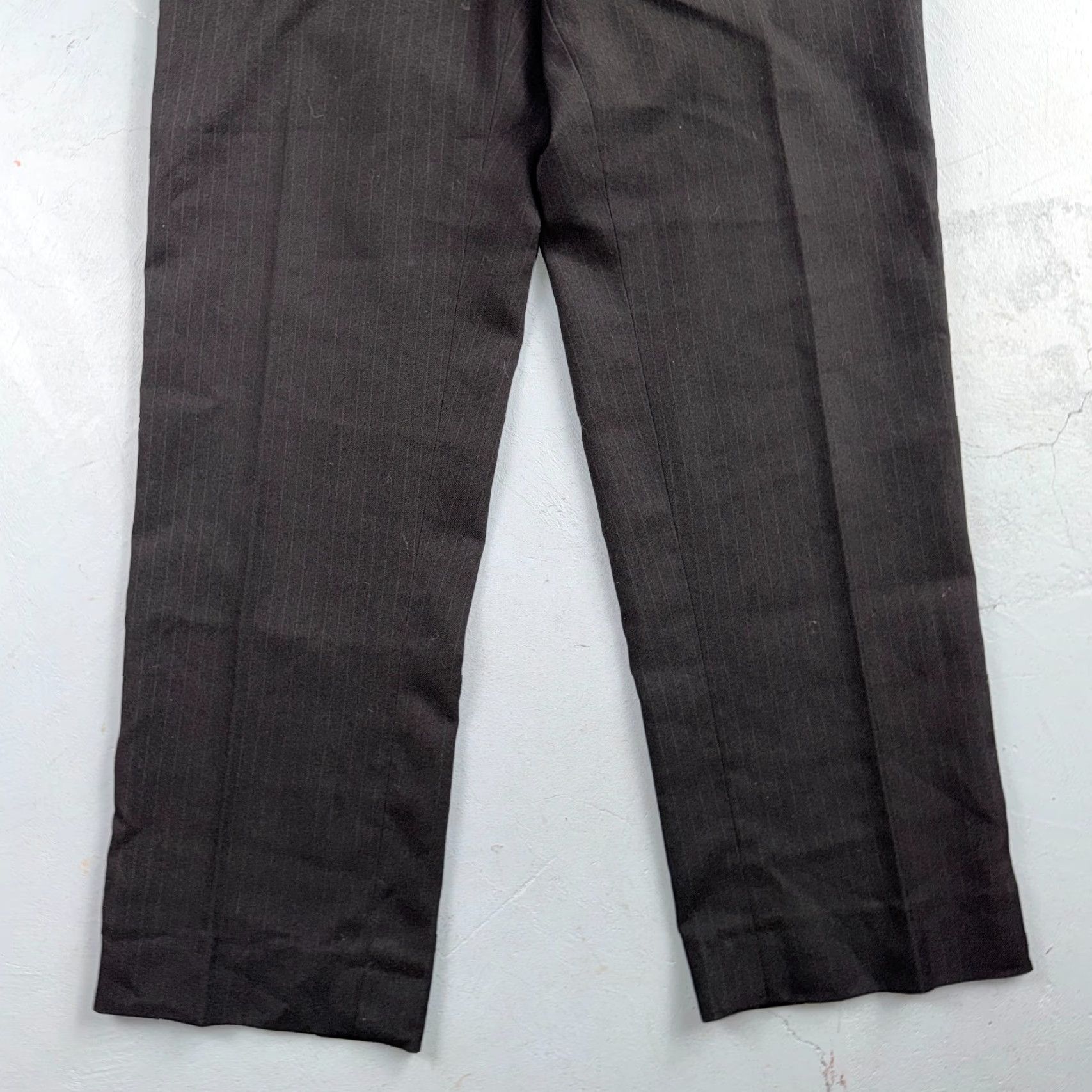 Vintage VINTAGE Wool Pinstripe Trousers England 50s Button Fly Pants Rockabilly 1940s Black 31 Inseam Mens Womens Unbranded Size US 31 - 3 Thumbnail