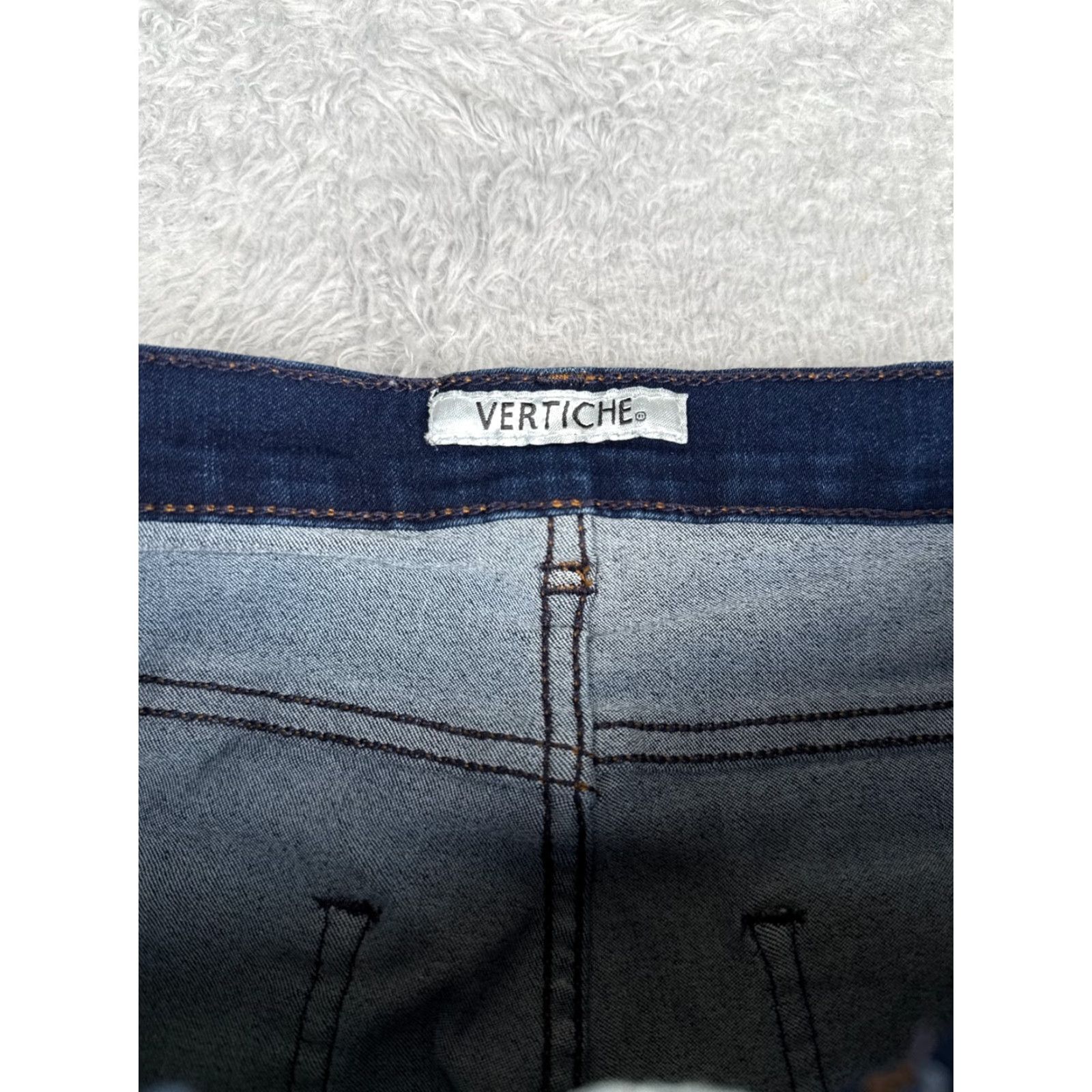 Vintage Vertiche Jeans Juniors 13 Blue Denim Skinny Slit Hem Cotton Poly Blend Mid 26x22 Size 34" / US 12 / IT 48 - 6 Thumbnail