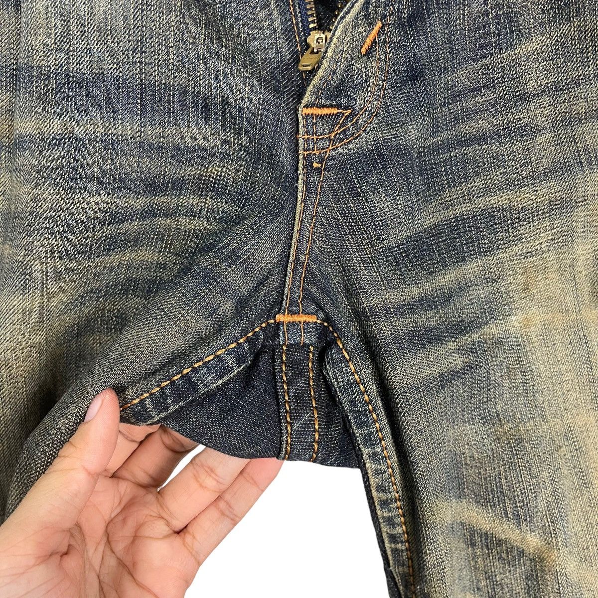 Edwin RUSTY🔥Edwin XV Bootcut Leather Pai Pocket Rusty Denim Jeans Size US 31 - 11 Thumbnail