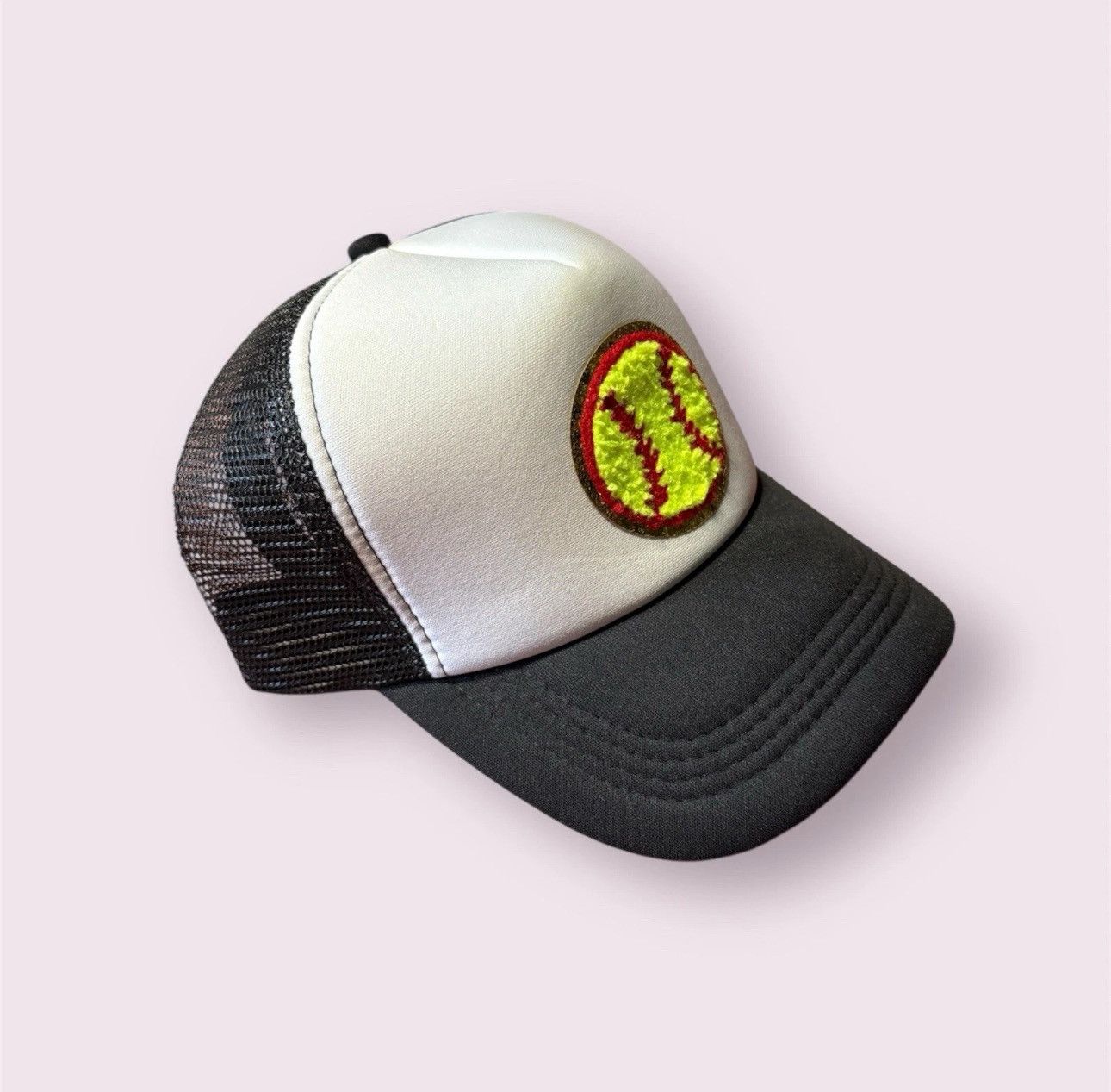 Vintage Women’s Yellow Softball Mesh Truckers Hat Cap Black Size ONE SIZE - 2 Thumbnail
