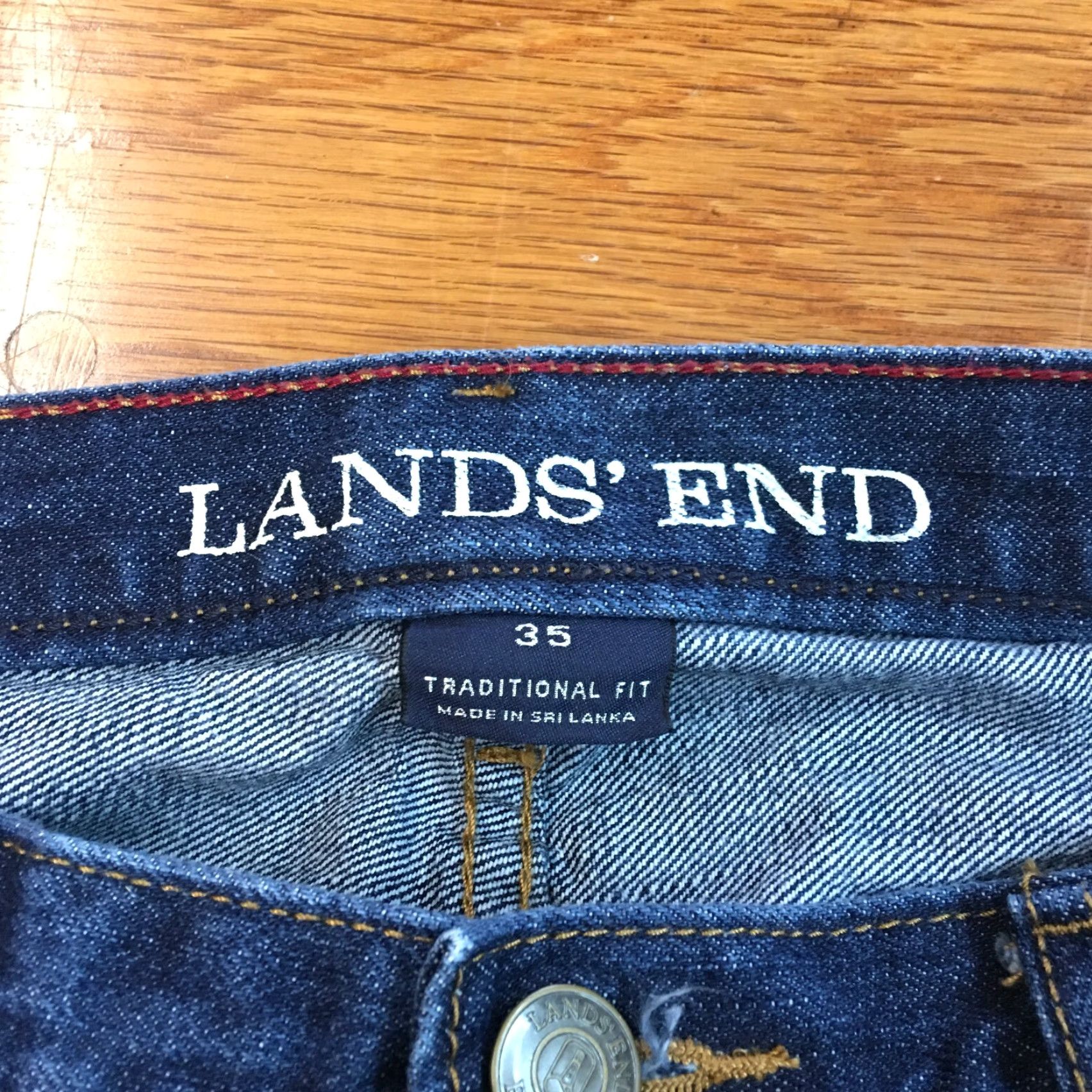 Lands' End LANDS' END Mens Jeans Distinctive Classic Straight Fit Blue Denim 35 Regular 34Inseam Mid Rise Belt Loops 5-Pocket Modern Comfort Size US 35 - 5 Thumbnail