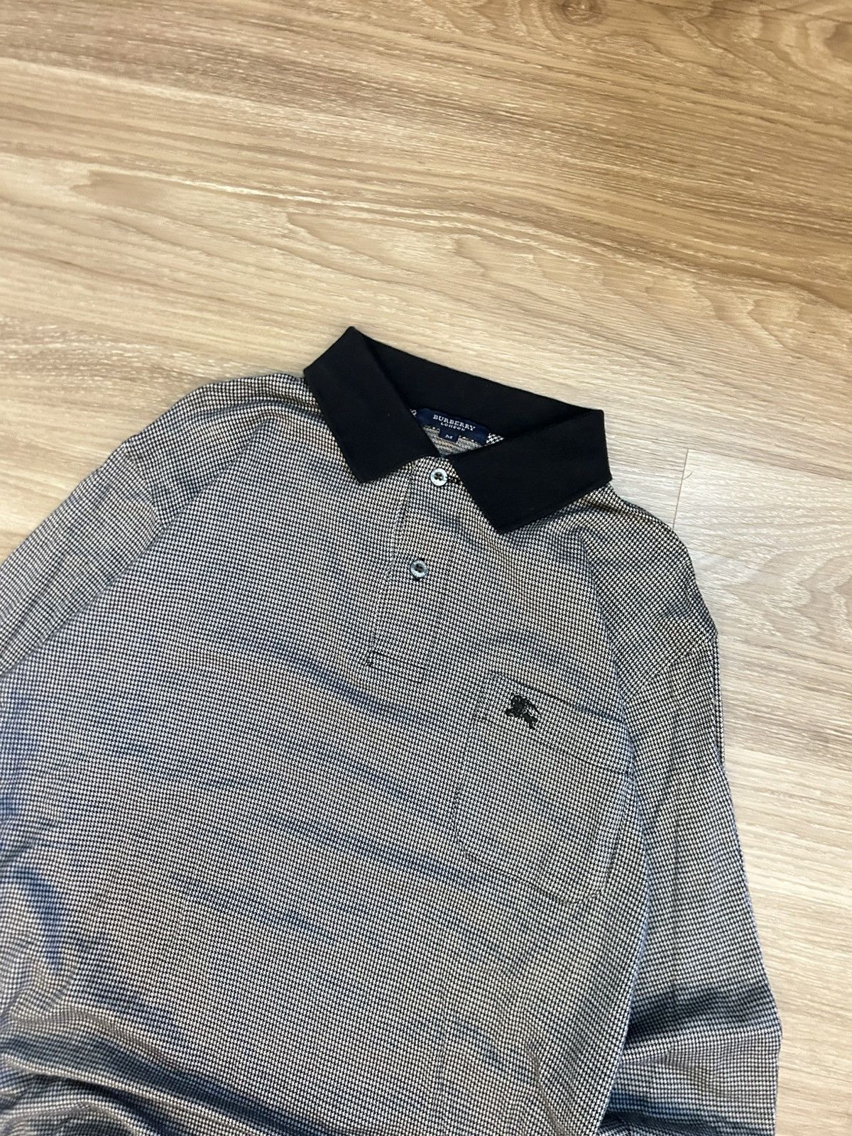 Burberry Burberry London Houndstooth Long Sleeve Polo Shirt Size US M / EU 48-50 / 2 - 3 Thumbnail