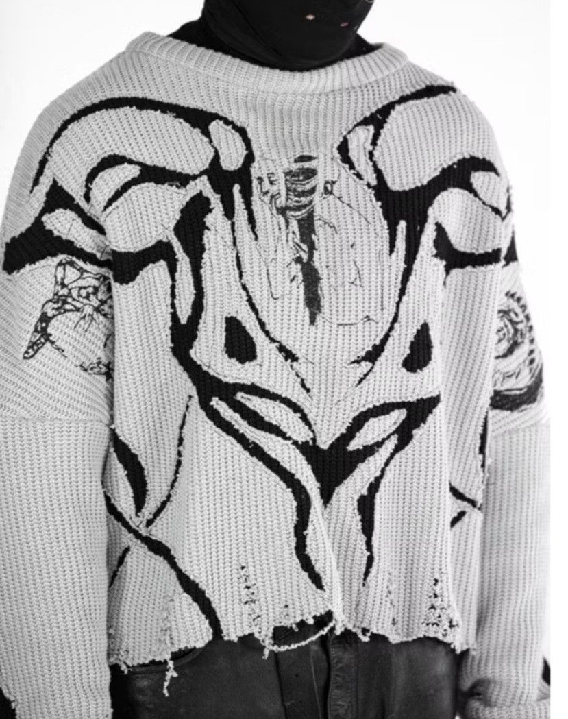 Japanese Brand × PPFM Grey colour distressed abstract sweater Size US L / EU 52-54 / 3 - 2 Thumbnail