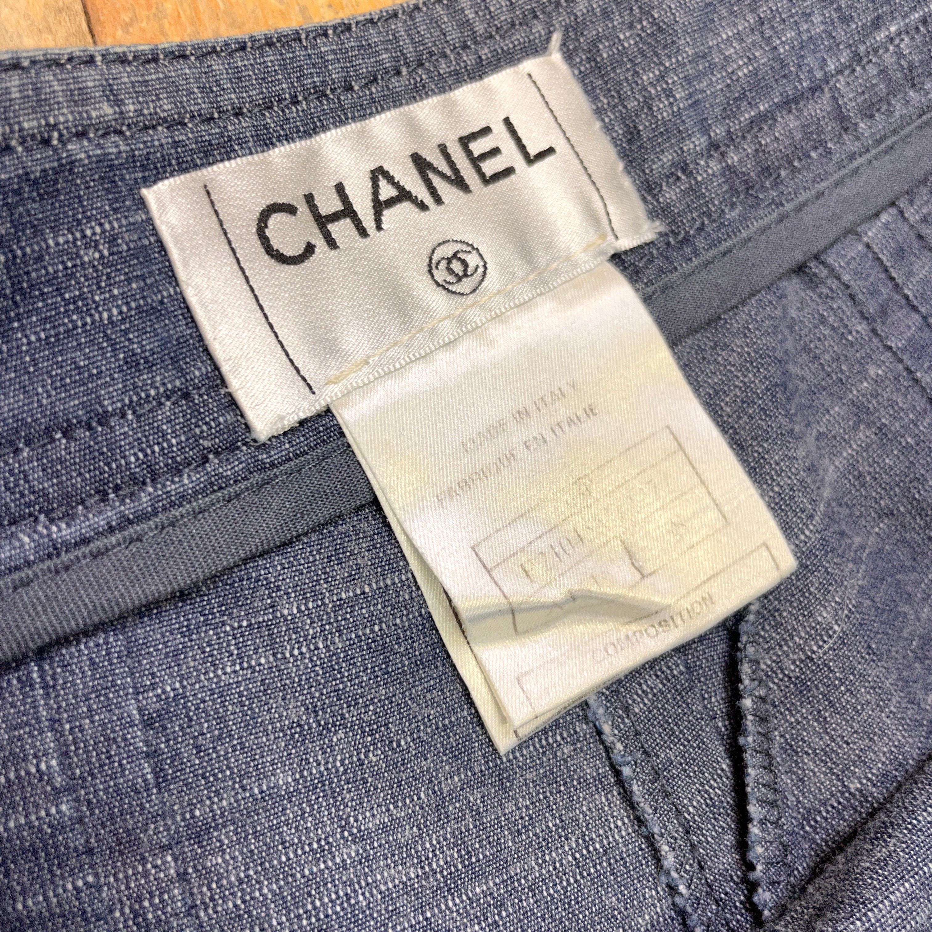 Chanel Chanel Spring '03 Vintage Designer Denim Pleated Wide-Leg Trousers Made In Italy Size 30" Size 30" / US 8 / IT 44 - 7 Thumbnail
