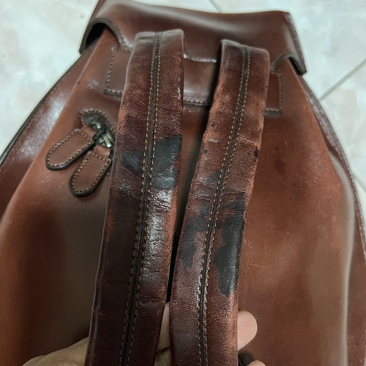 Issey Miyake Issey Miyake Studio Leather Drawstring Rucksack Backpack Size ONE SIZE - 18 Thumbnail