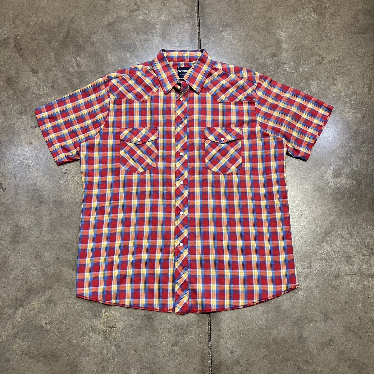 Wrangler Vintage Wrangler Pearl Snap Shirt Short Sleeve Plaid Western Size US XL / EU 56 / 4 - 1 Thumbnail