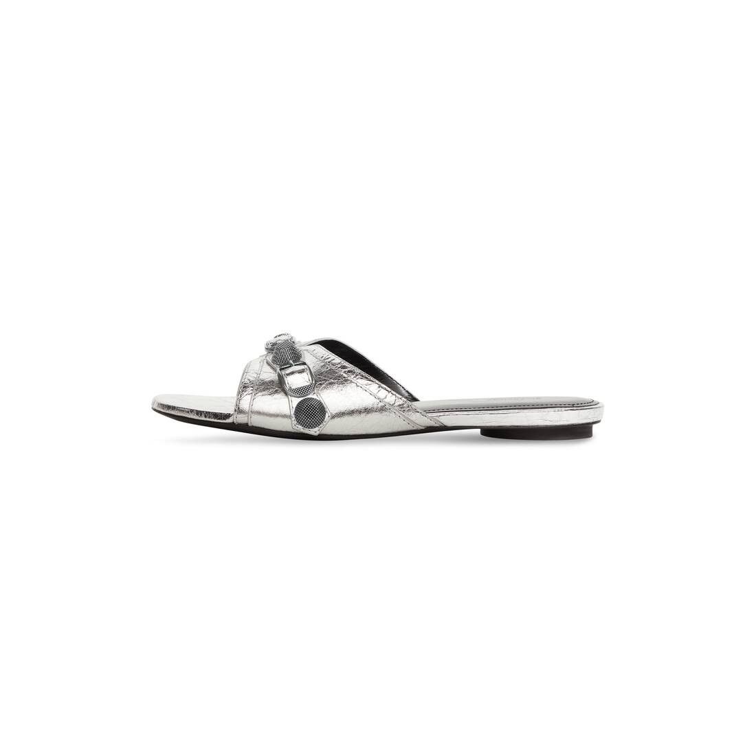 Balenciaga o1w1db10625 Cagole Sandals Metallized in Silver Size US 8 / IT 38 - 4 Thumbnail