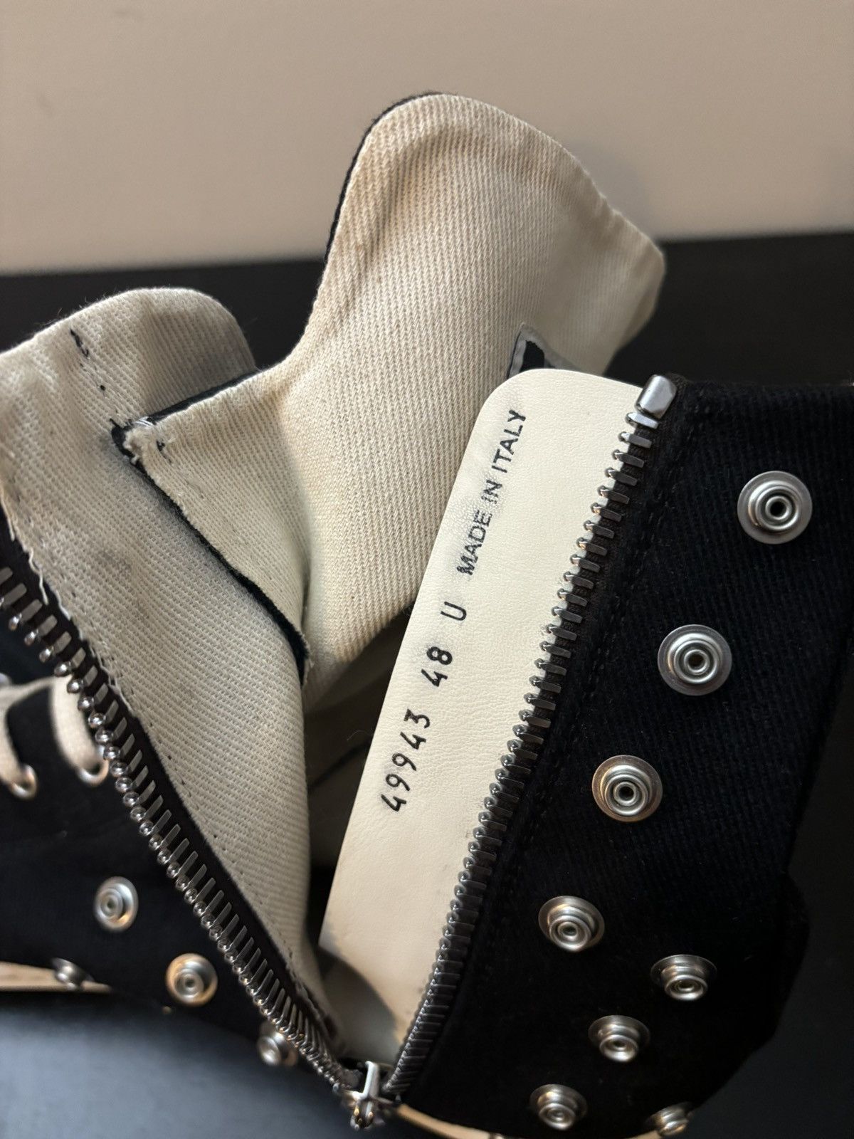 Rick Owens Drkshdw Rick Owens DRKSHDW Ramones Studded Eyelets Black Milk Size US 15 / EU 48 - 9 Thumbnail