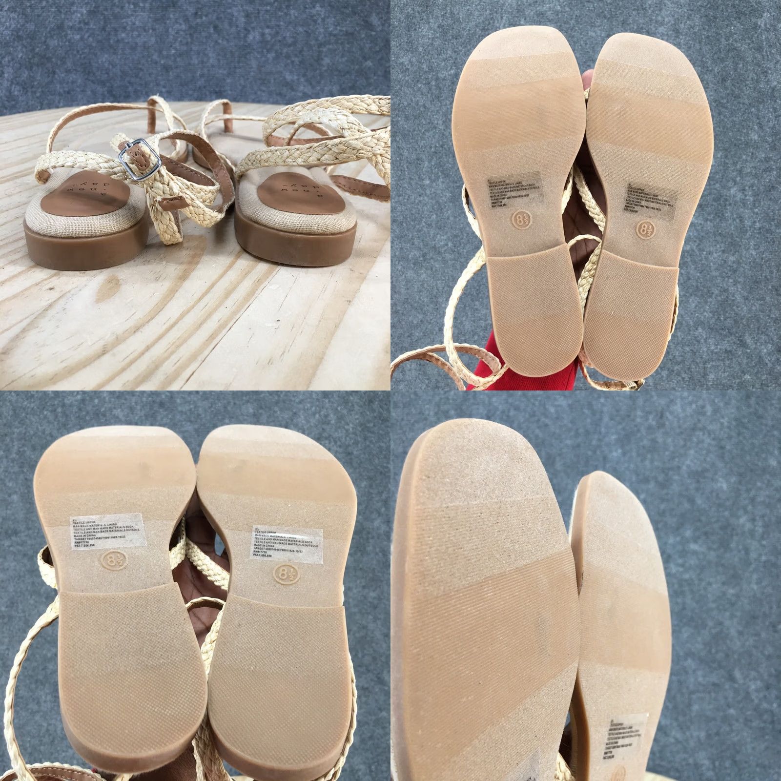 Vintage A New Day Sandals Womens 8.5 Strappy Thong Braided Buckle Beige Flats NEW Size US 9 / IT 39 - 8 Thumbnail