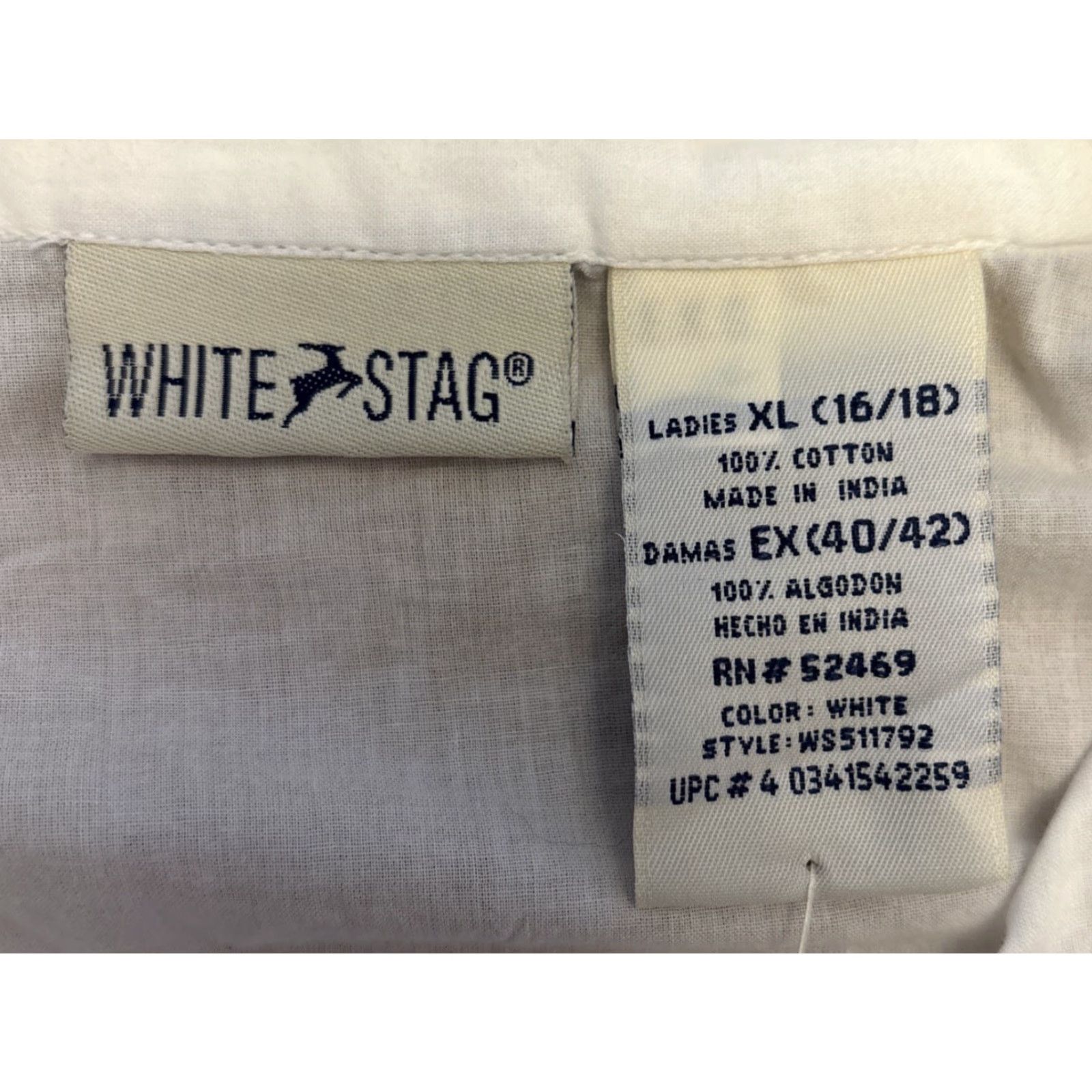 Vintage VINTAGE White Stag Blouse Women's Shirt Top XL White Lace Button Cuff Sleeve 2198 Size XL / US 12-14 / IT 48-50 - 5 Thumbnail