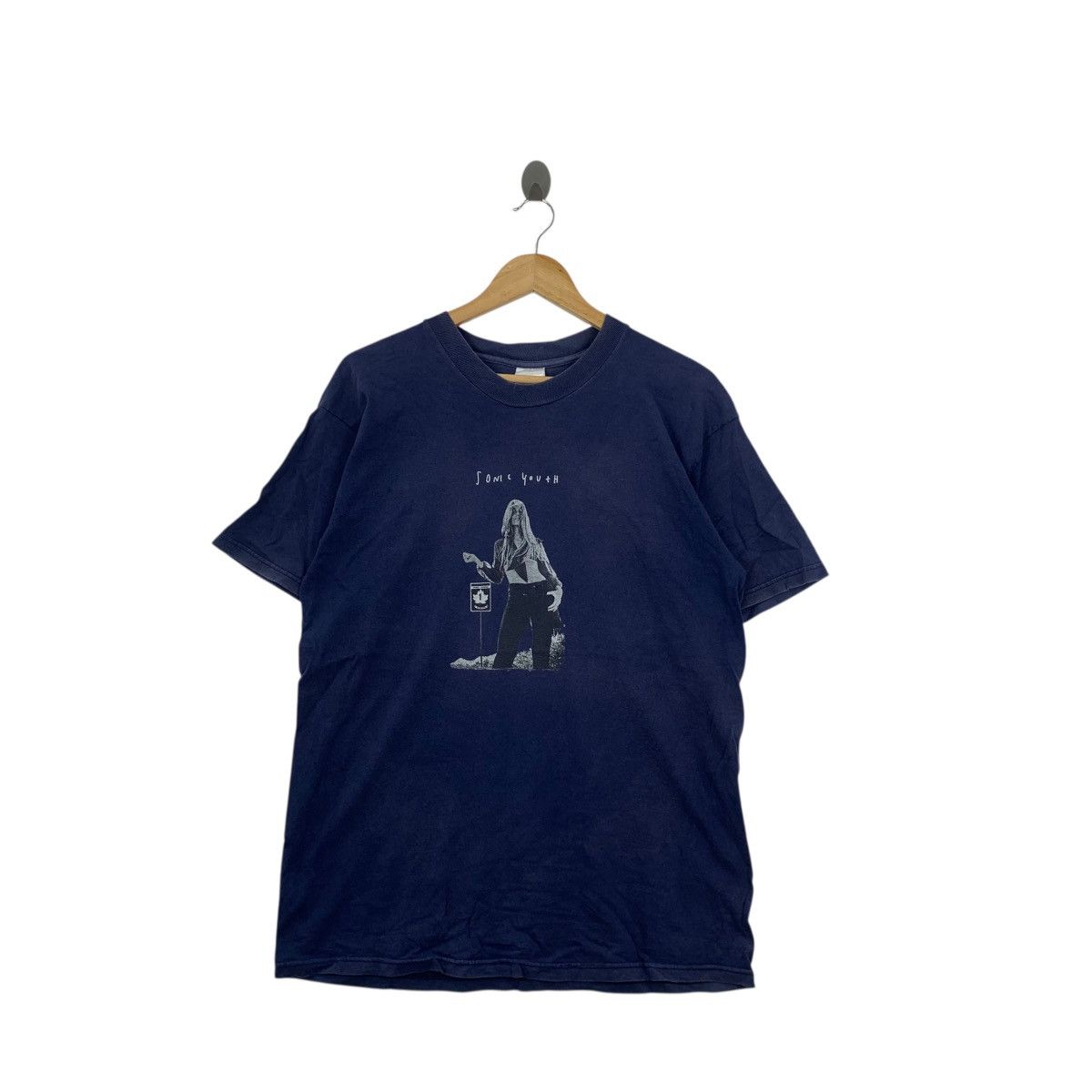 Band Tees Vintage SONIC YOUTH GRUNGE Hitchhiker Girl Kim Gordon Tee Size US M / EU 48-50 / 2 - 1 Thumbnail
