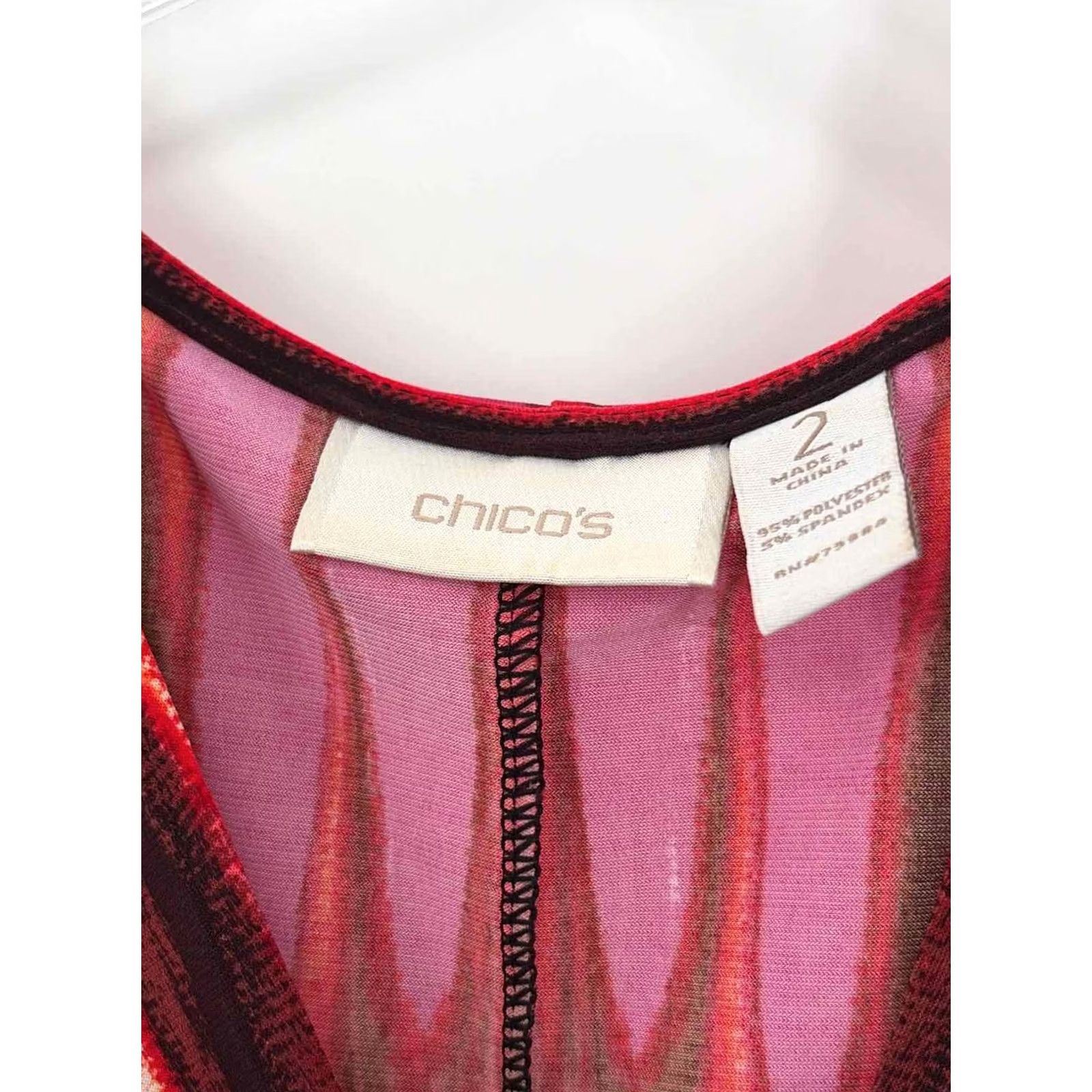 Vintage Chico's Red Short Sleeve Dress 2/Large Regular Short Womens Size 26" / US 2 / IT 38 - 3 Thumbnail