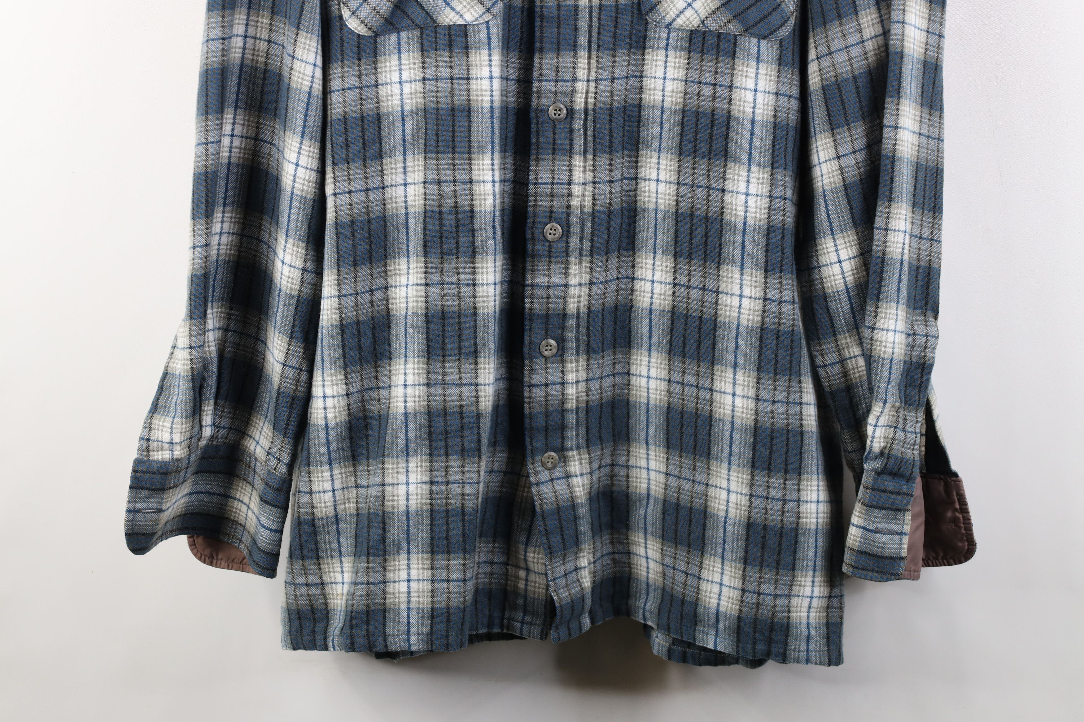 Vintage Vintage 70s Streetwear Knit Collared Button Shirt Plaid Size US L / EU 52-54 / 3 - 3 Thumbnail