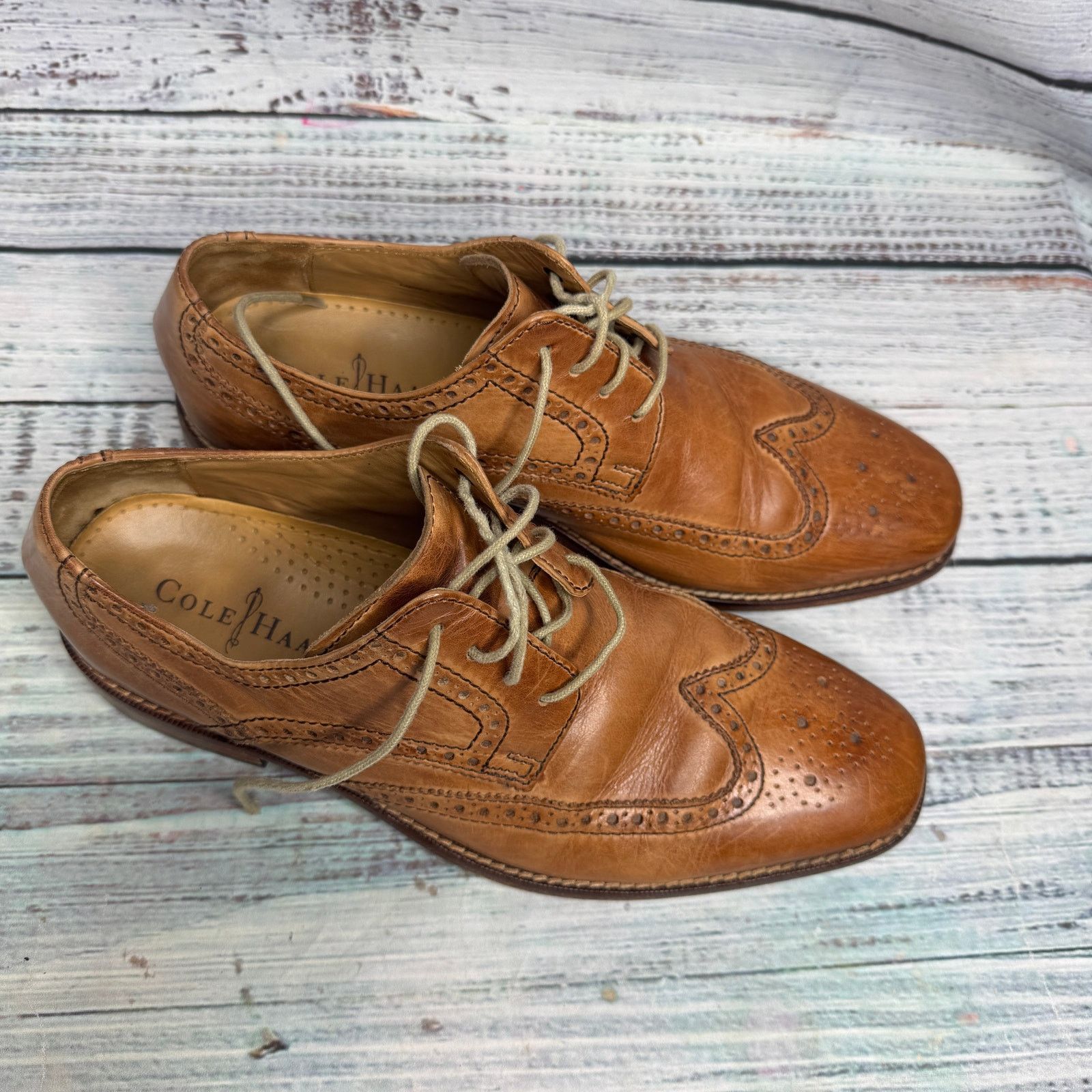 Cole Haan Cole Haan Mens Leather Wingtip Square Toe Lace Up Oxford 9 Size US 9 / EU 42 - 1 Thumbnail