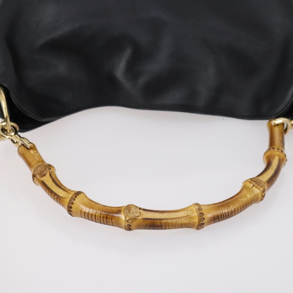 Gucci GUCCI Bamboo Handbag Leather Black Gold 001 001 Size ONE SIZE - 9 Thumbnail